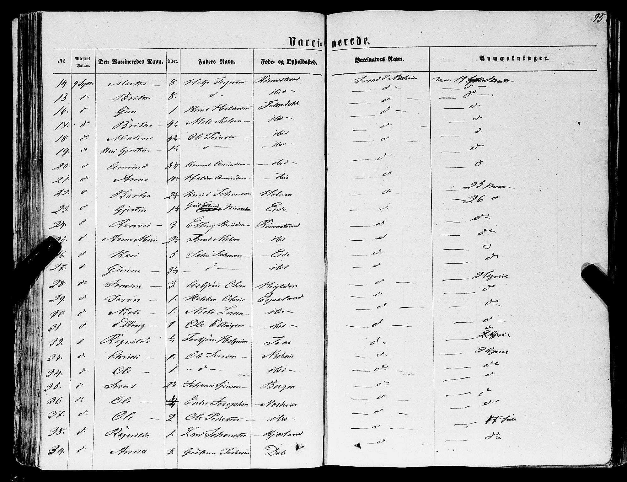 Ulvik sokneprestembete, SAB/A-78801/H/Haa: Parish register (official) no. A 15, 1864-1878, p. 95