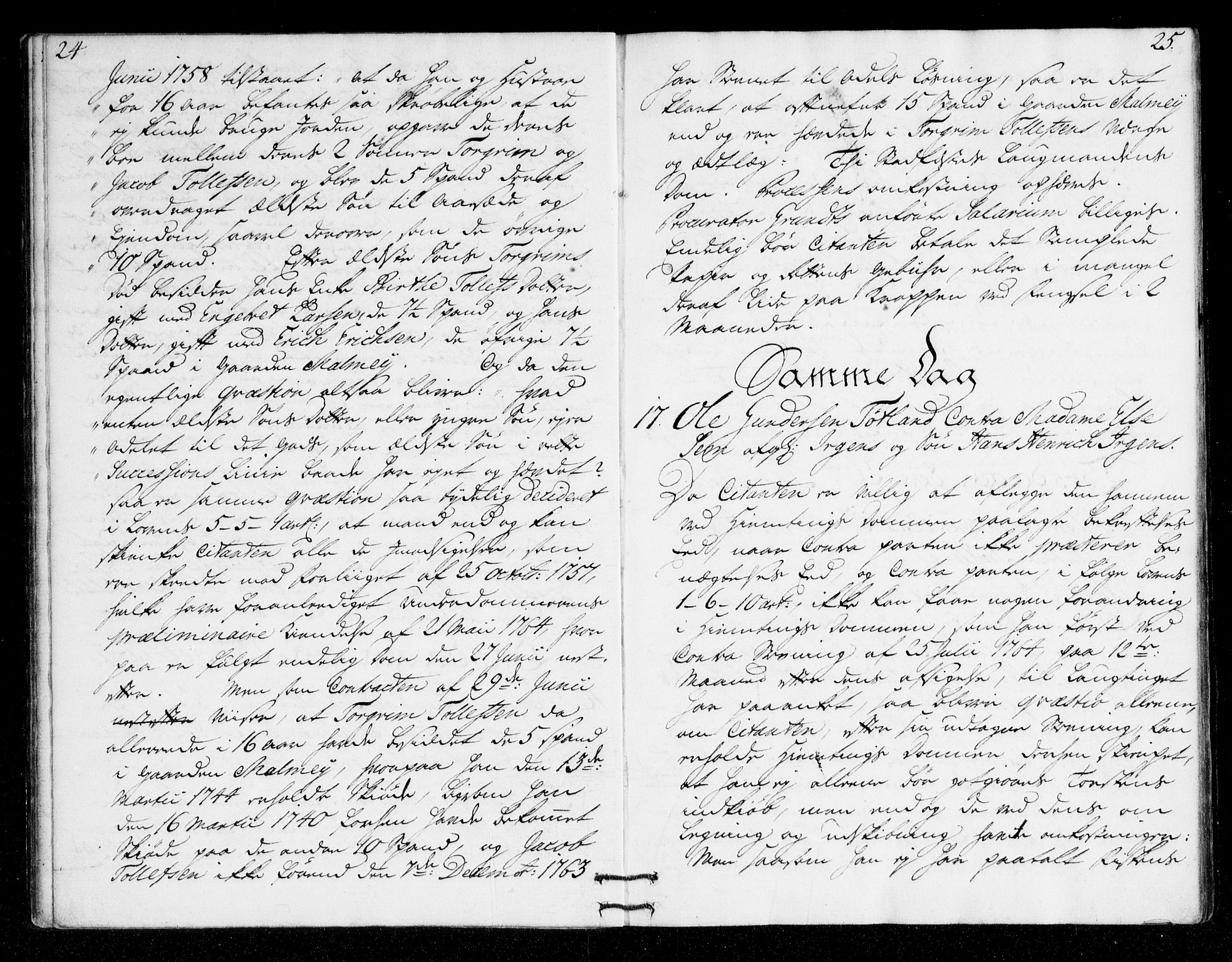Overhoffretten 1667-1797, AV/RA-EA-2884/Ab/L0098: Domsprotokoll, 1767, p. 24-25