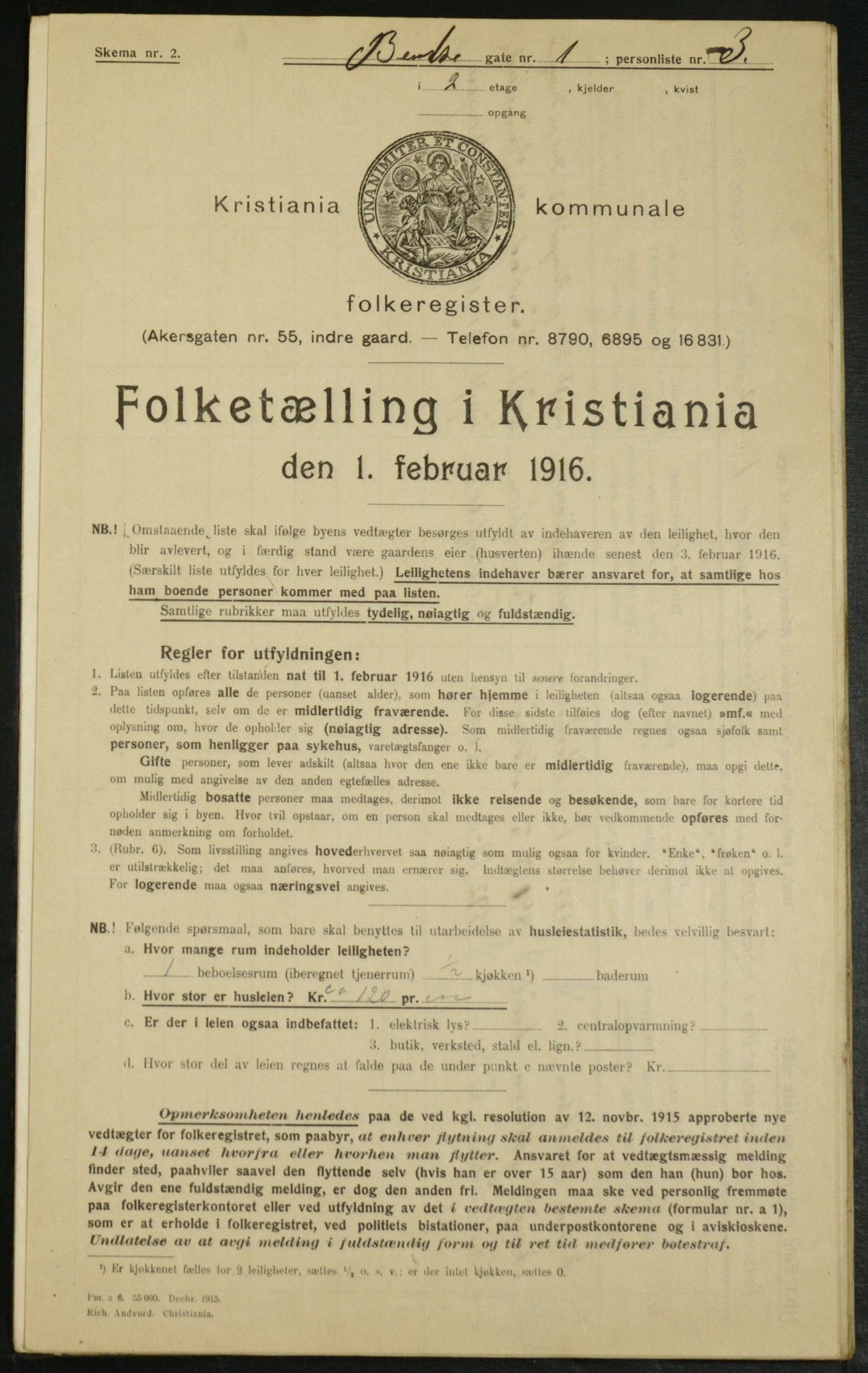 OBA, Municipal Census 1916 for Kristiania, 1916, p. 3573