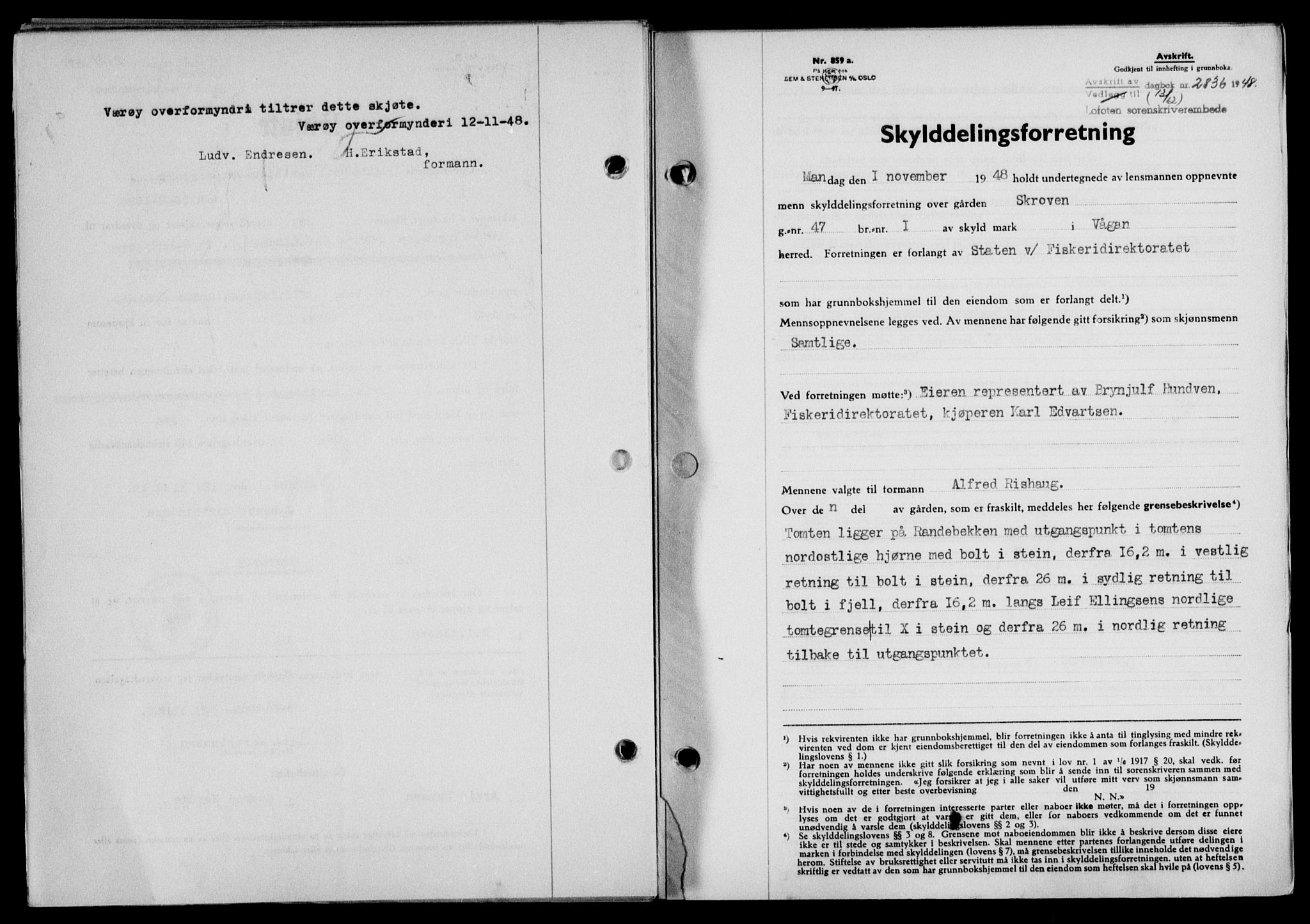 Lofoten sorenskriveri, SAT/A-0017/1/2/2C/L0020a: Mortgage book no. 20a, 1948-1949, Diary no: : 2836/1948