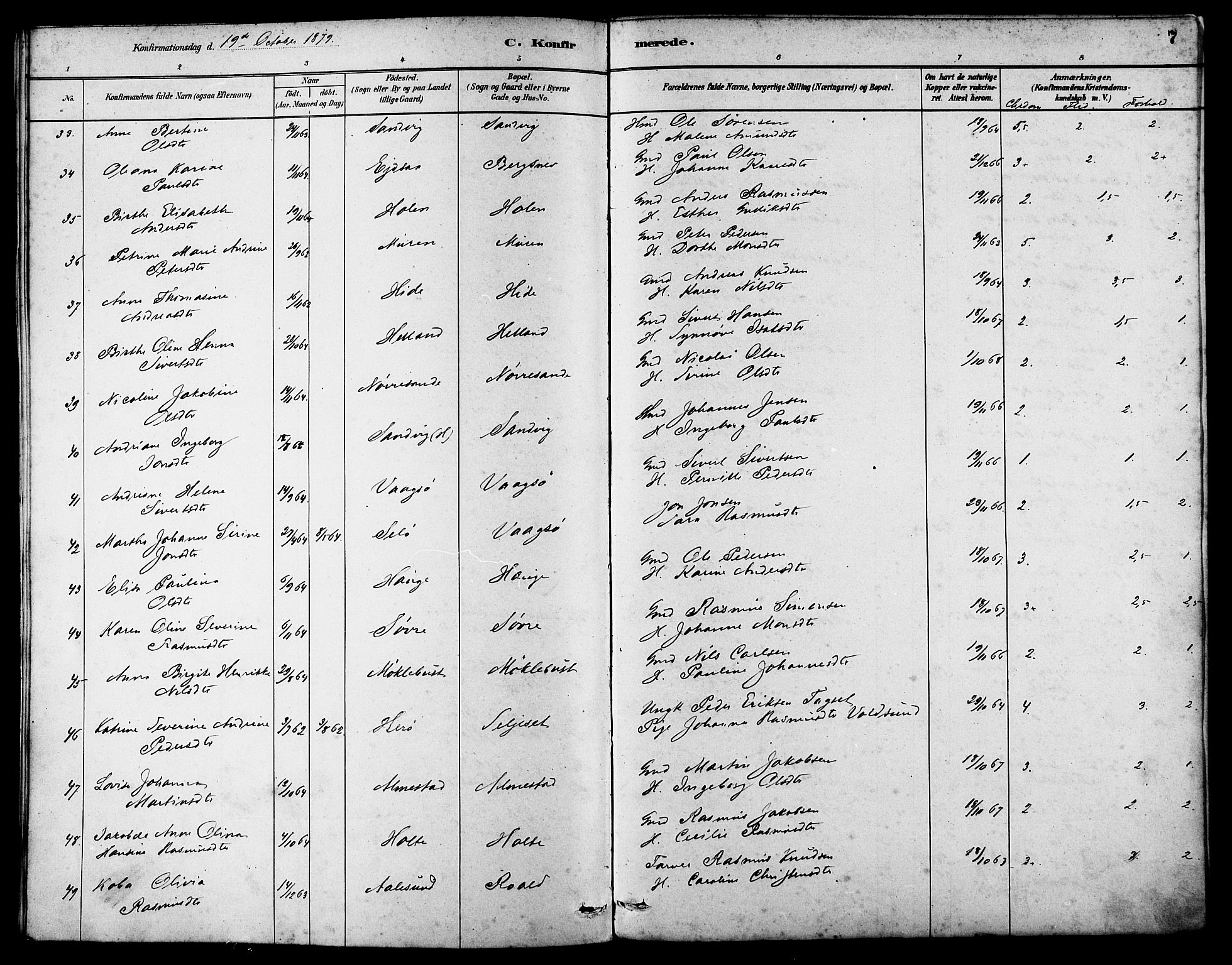 Ministerialprotokoller, klokkerbøker og fødselsregistre - Møre og Romsdal, AV/SAT-A-1454/503/L0036: Parish register (official) no. 503A04, 1879-1883, p. 7