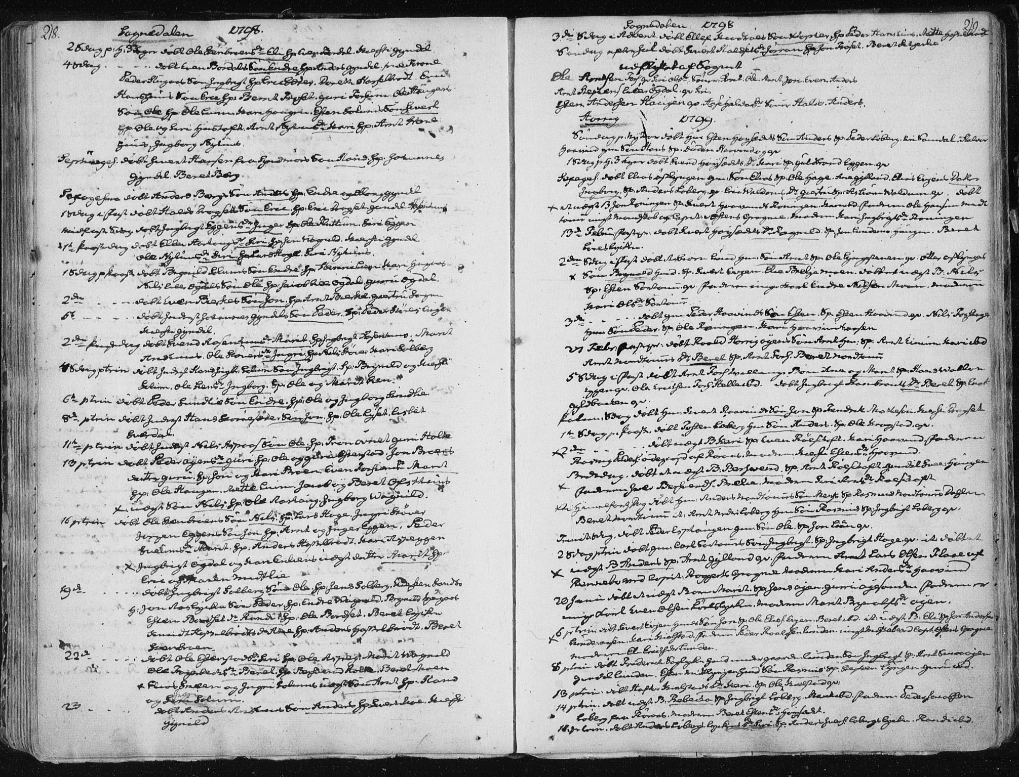 Ministerialprotokoller, klokkerbøker og fødselsregistre - Sør-Trøndelag, SAT/A-1456/687/L0992: Parish register (official) no. 687A03 /1, 1788-1815, p. 218-219