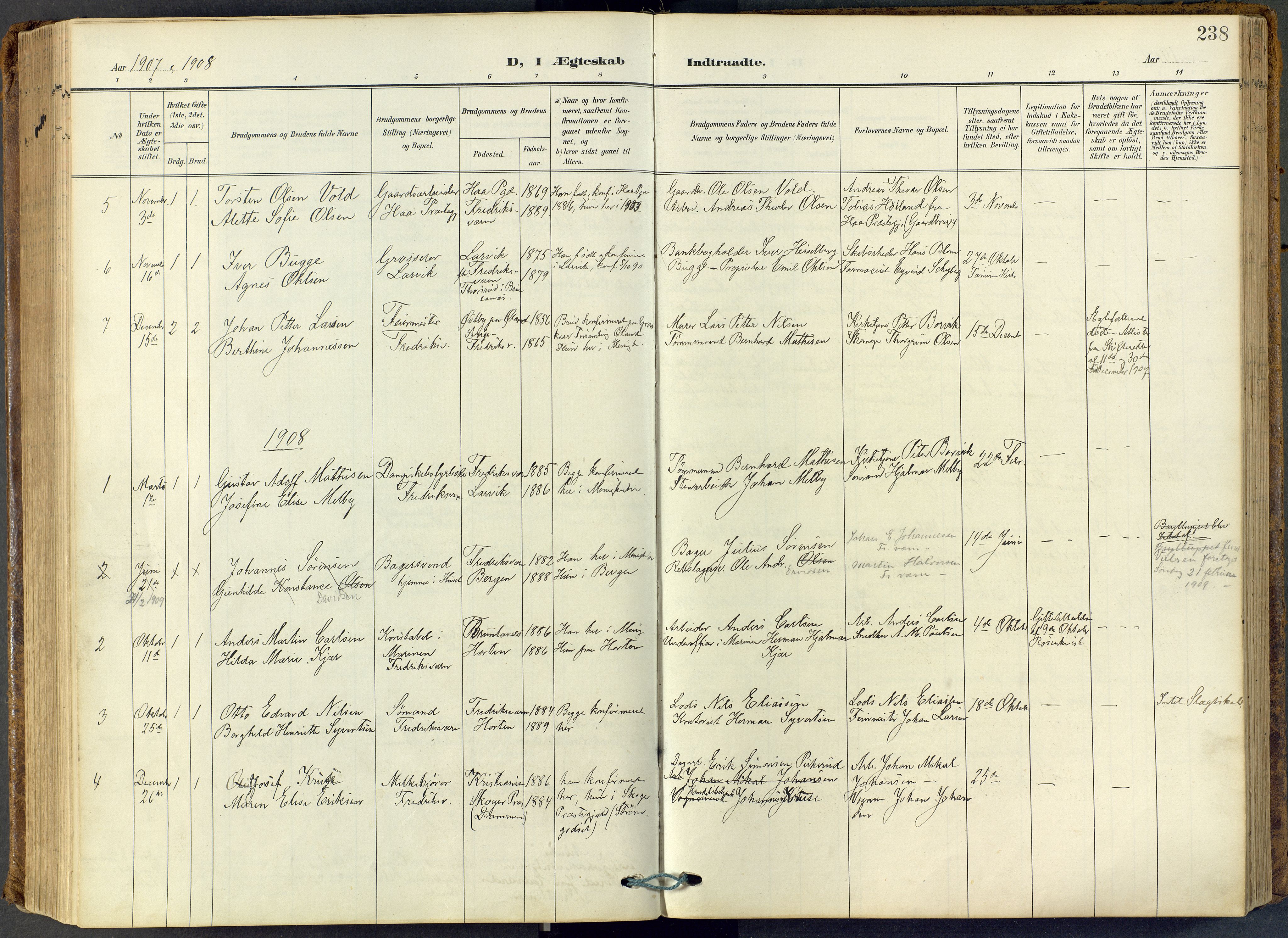 Stavern kirkebøker, SAKO/A-318/F/Fa/L0009: Parish register (official) no. 9, 1906-1955, p. 238