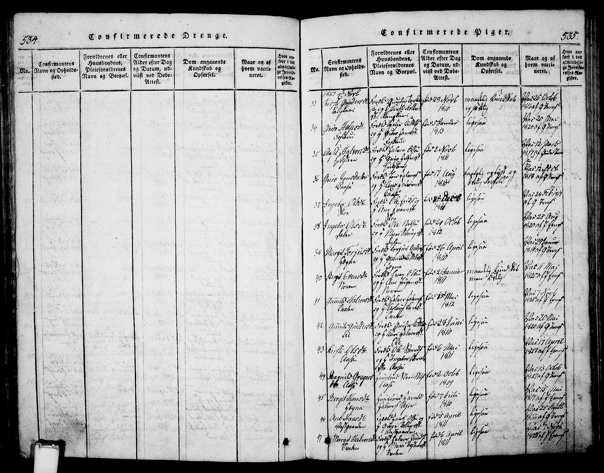 Bø kirkebøker, SAKO/A-257/G/Ga/L0001: Parish register (copy) no. 1, 1815-1831, p. 534-535