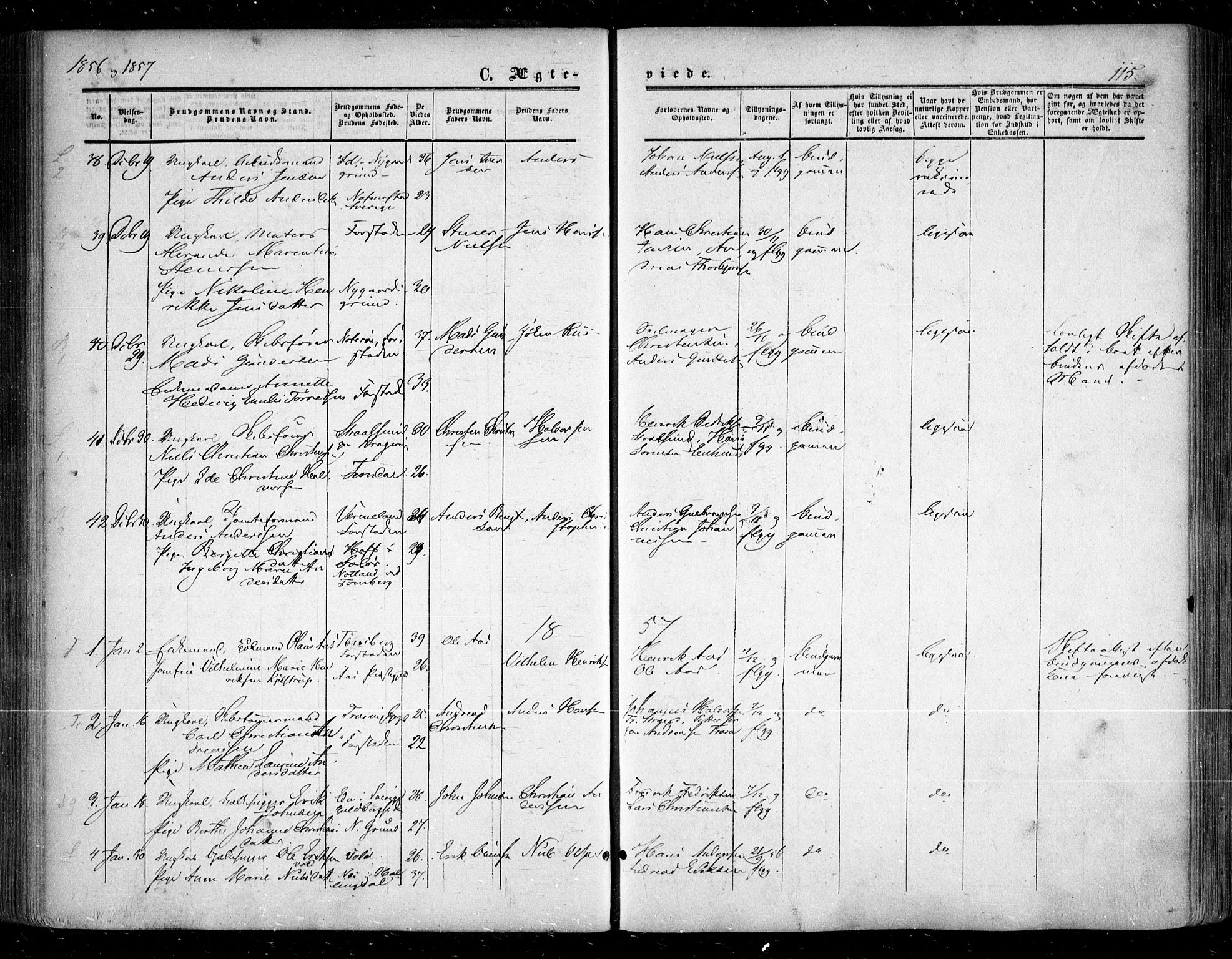 Glemmen prestekontor Kirkebøker, SAO/A-10908/F/Fa/L0007: Parish register (official) no. 7, 1853-1862, p. 115
