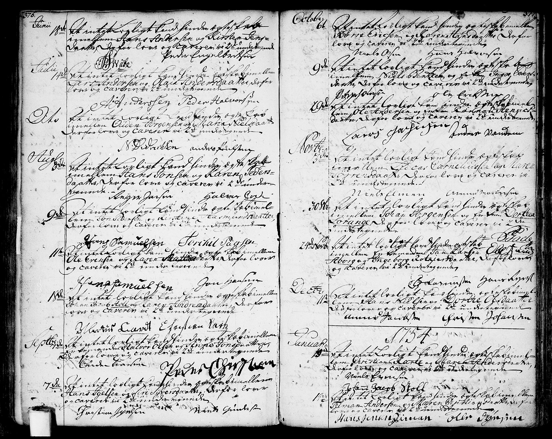 Moss prestekontor Kirkebøker, SAO/A-2003/F/Fa/L0002: Parish register (official) no. I 2, 1753-1779, p. 376-377