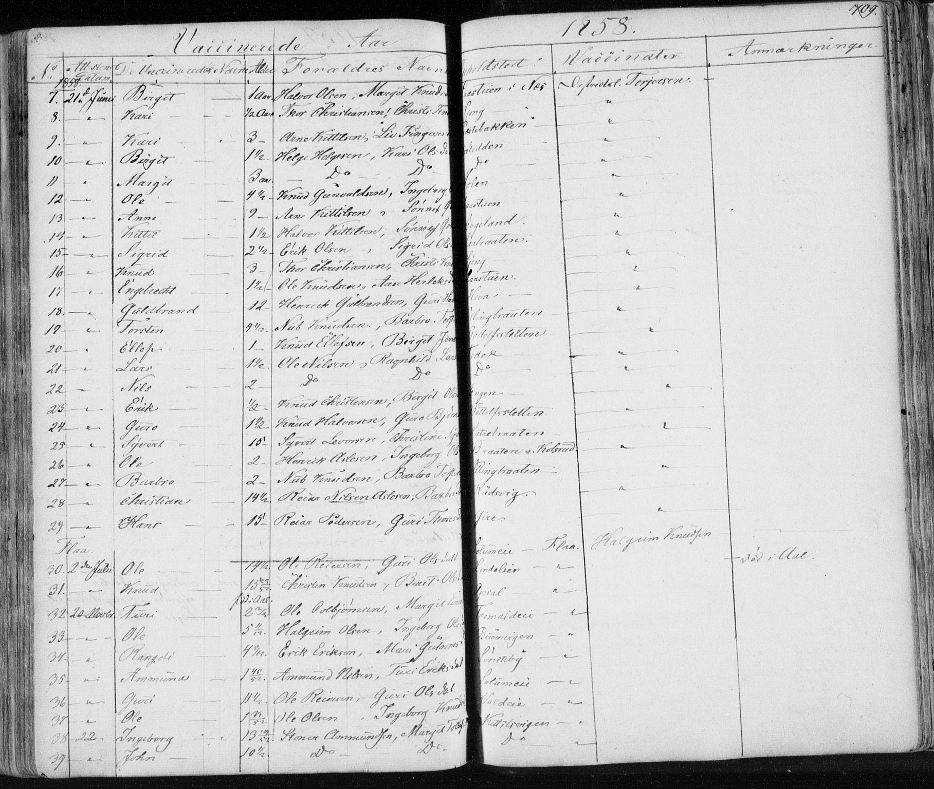 Nes kirkebøker, AV/SAKO-A-236/F/Fa/L0009: Parish register (official) no. 9, 1834-1863, p. 709