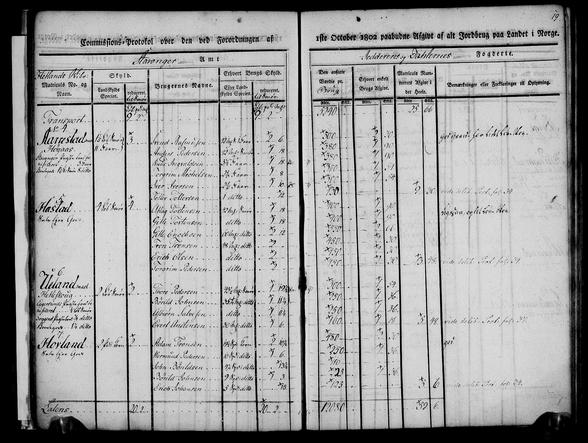 Rentekammeret inntil 1814, Realistisk ordnet avdeling, AV/RA-EA-4070/N/Ne/Nea/L0097: Jæren og Dalane fogderi. Kommisjonsprotokoll for Dalene, 1803, p. 21