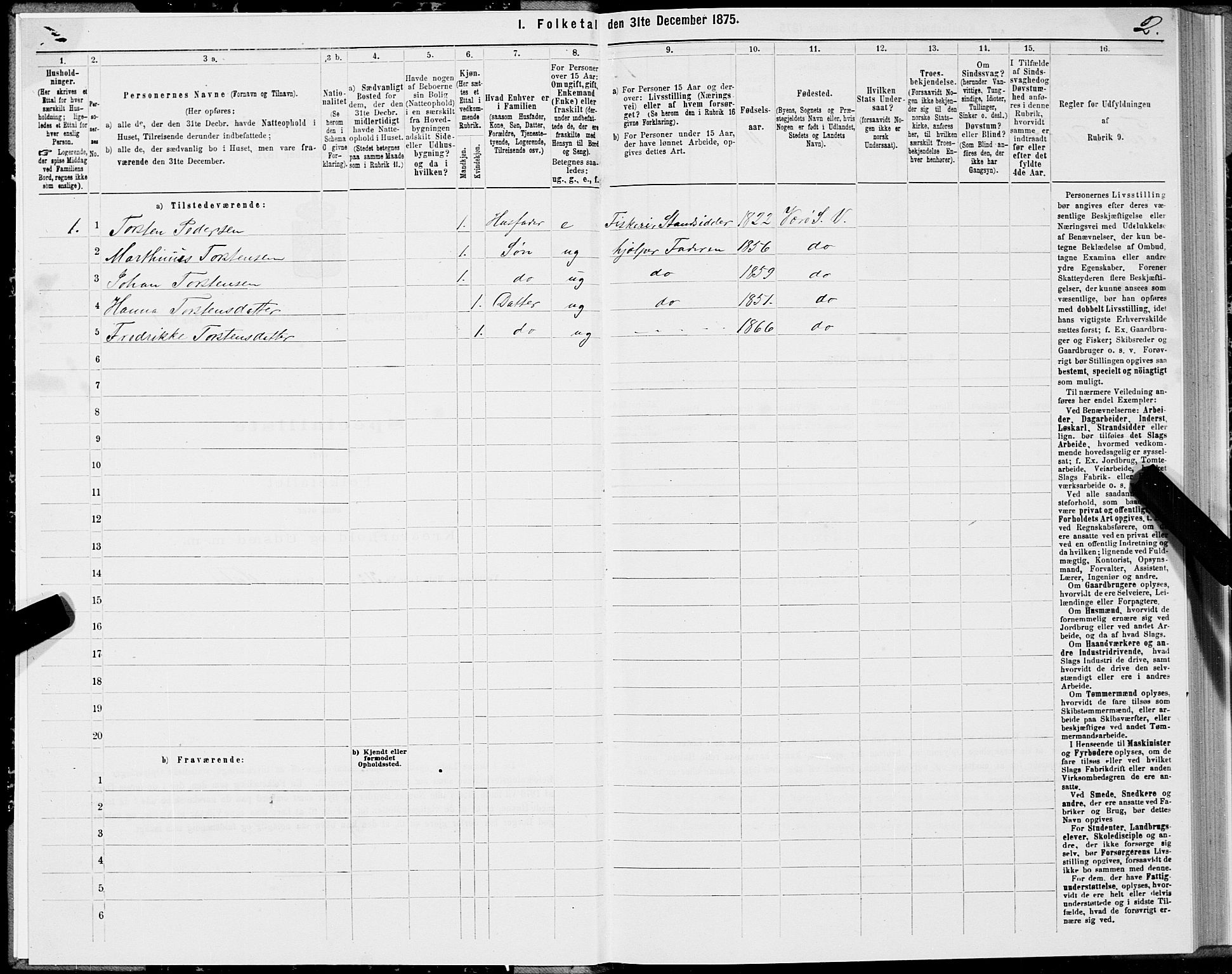 SAT, 1875 census for 1857P Værøy, 1875, p. 1002