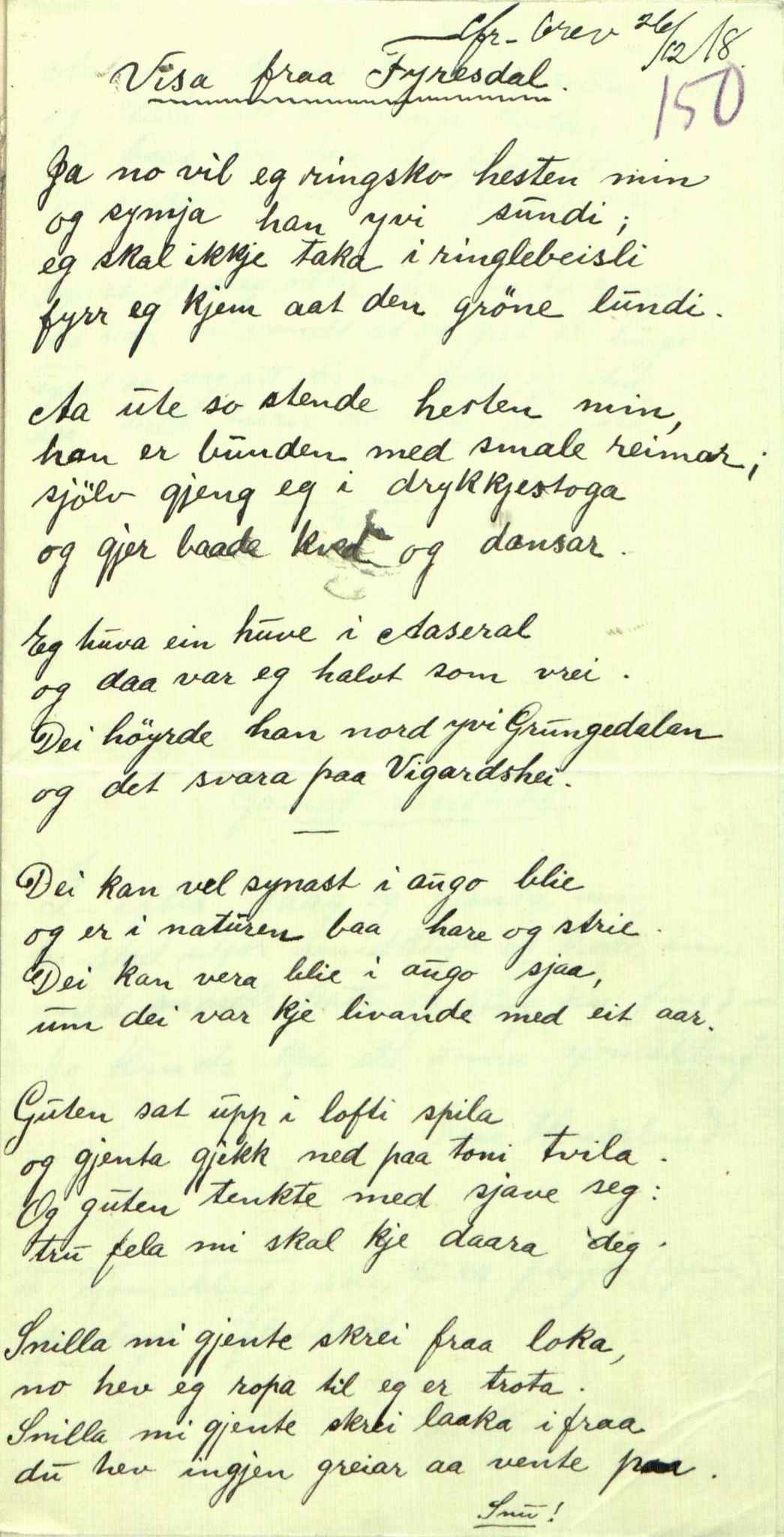 Rikard Berge, TEMU/TGM-A-1003/F/L0009/0003: 341-356 / 343 Mest brev, litt tradisjon, 1902-1925, p. 150
