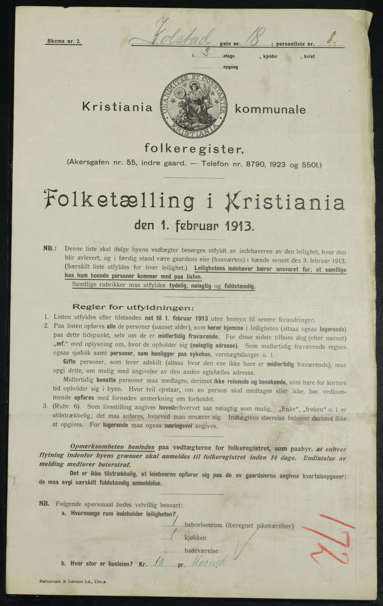 OBA, Municipal Census 1913 for Kristiania, 1913, p. 52149