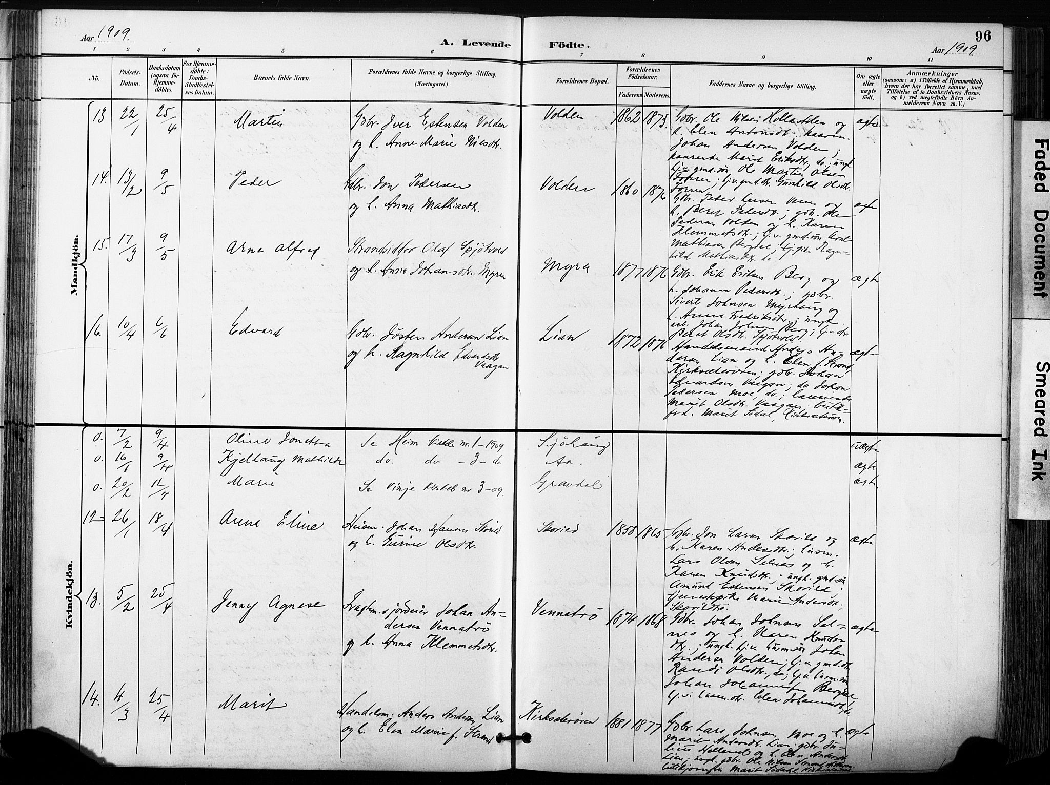 Ministerialprotokoller, klokkerbøker og fødselsregistre - Sør-Trøndelag, AV/SAT-A-1456/630/L0497: Parish register (official) no. 630A10, 1896-1910, p. 96