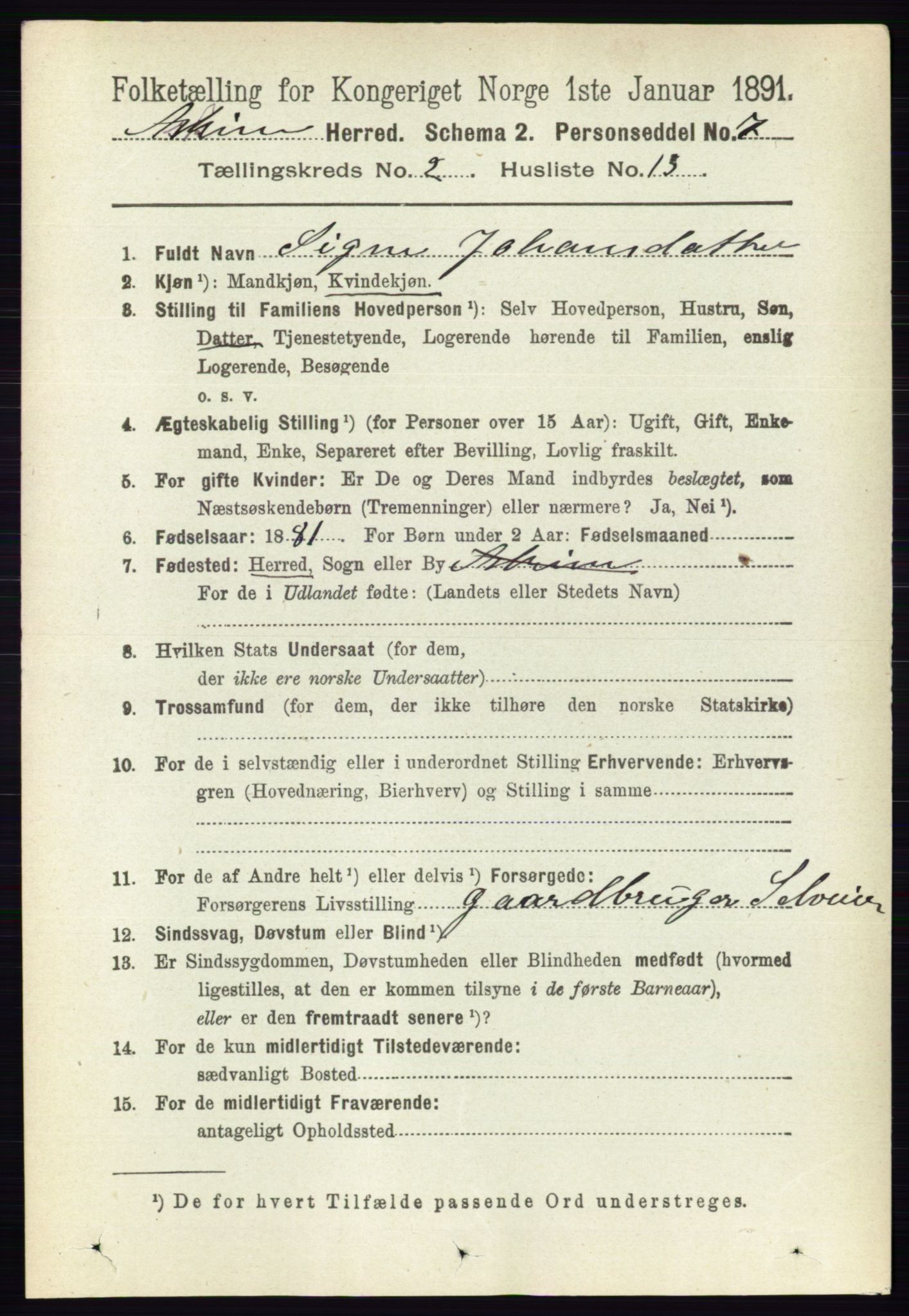 RA, 1891 census for 0124 Askim, 1891, p. 321