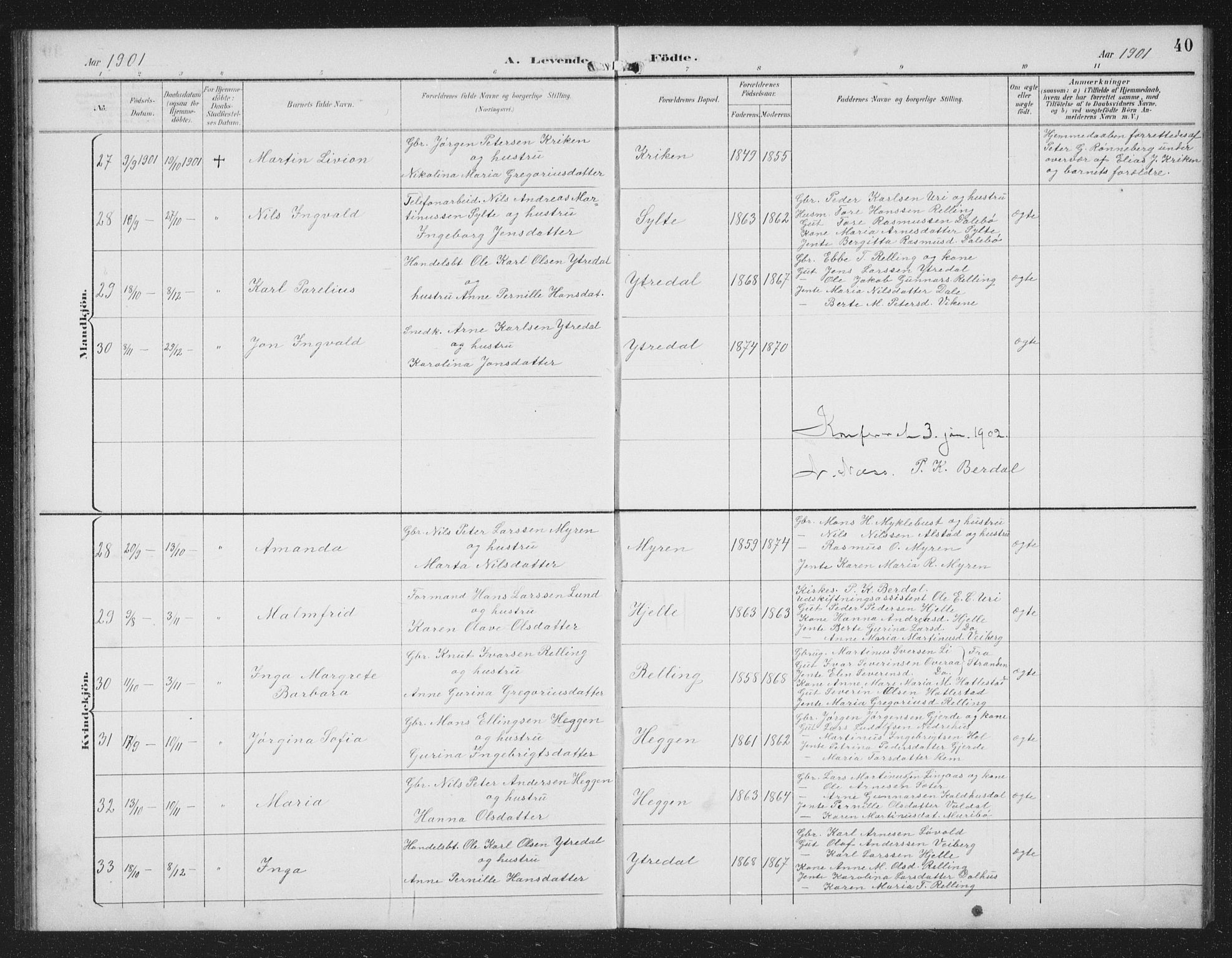 Ministerialprotokoller, klokkerbøker og fødselsregistre - Møre og Romsdal, AV/SAT-A-1454/519/L0264: Parish register (copy) no. 519C05, 1892-1910, p. 40