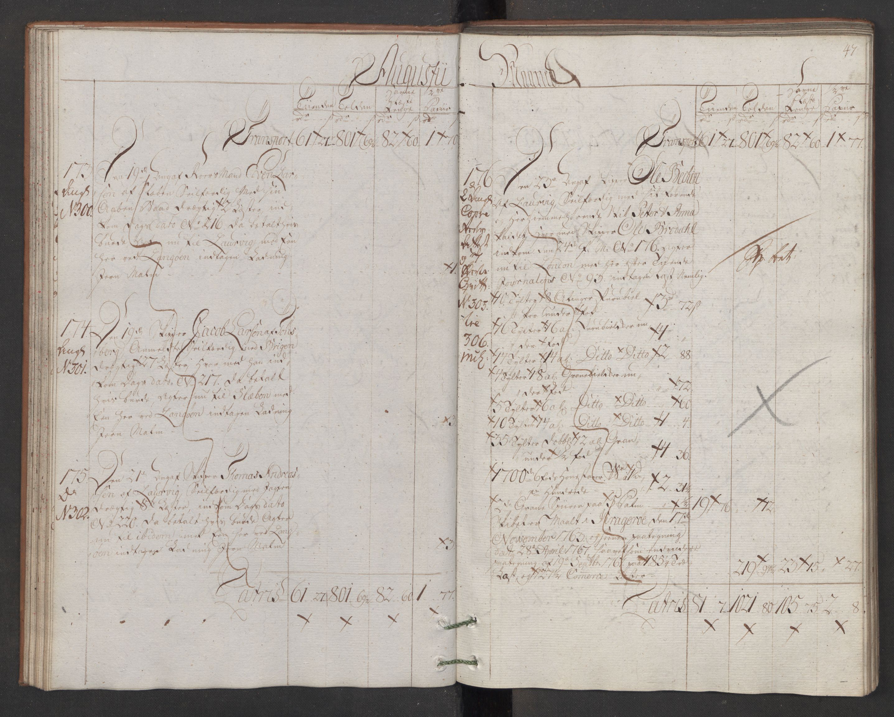 Generaltollkammeret, tollregnskaper, AV/RA-EA-5490/R13/L0078/0001: Tollregnskaper Kragerø / Utgående hovedtollbok, 1786, p. 46b-47a