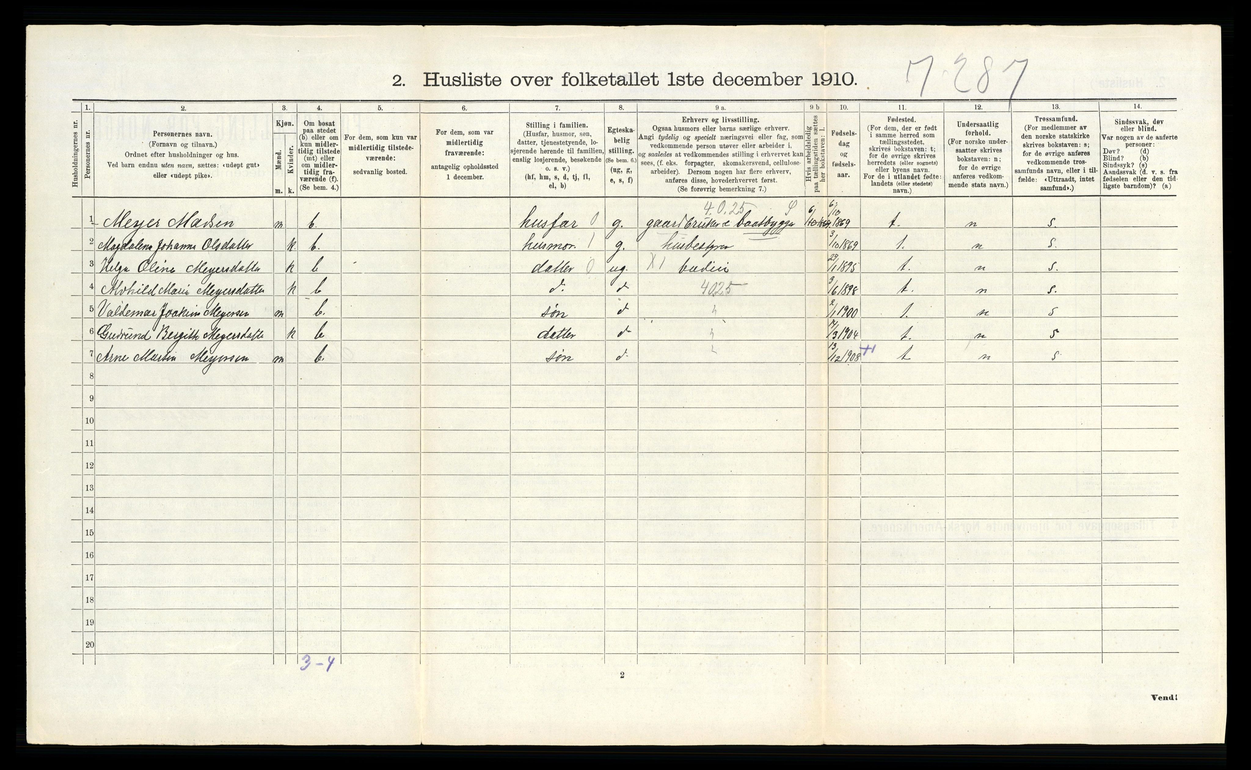 RA, 1910 census for Saltdal, 1910, p. 758