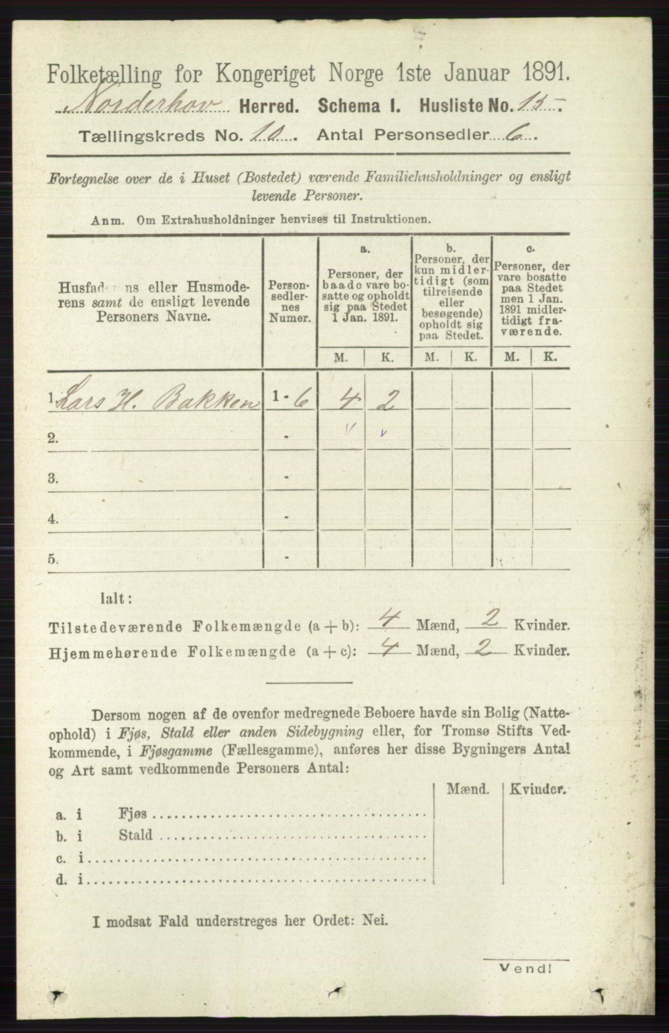 RA, 1891 census for 0613 Norderhov, 1891, p. 7438