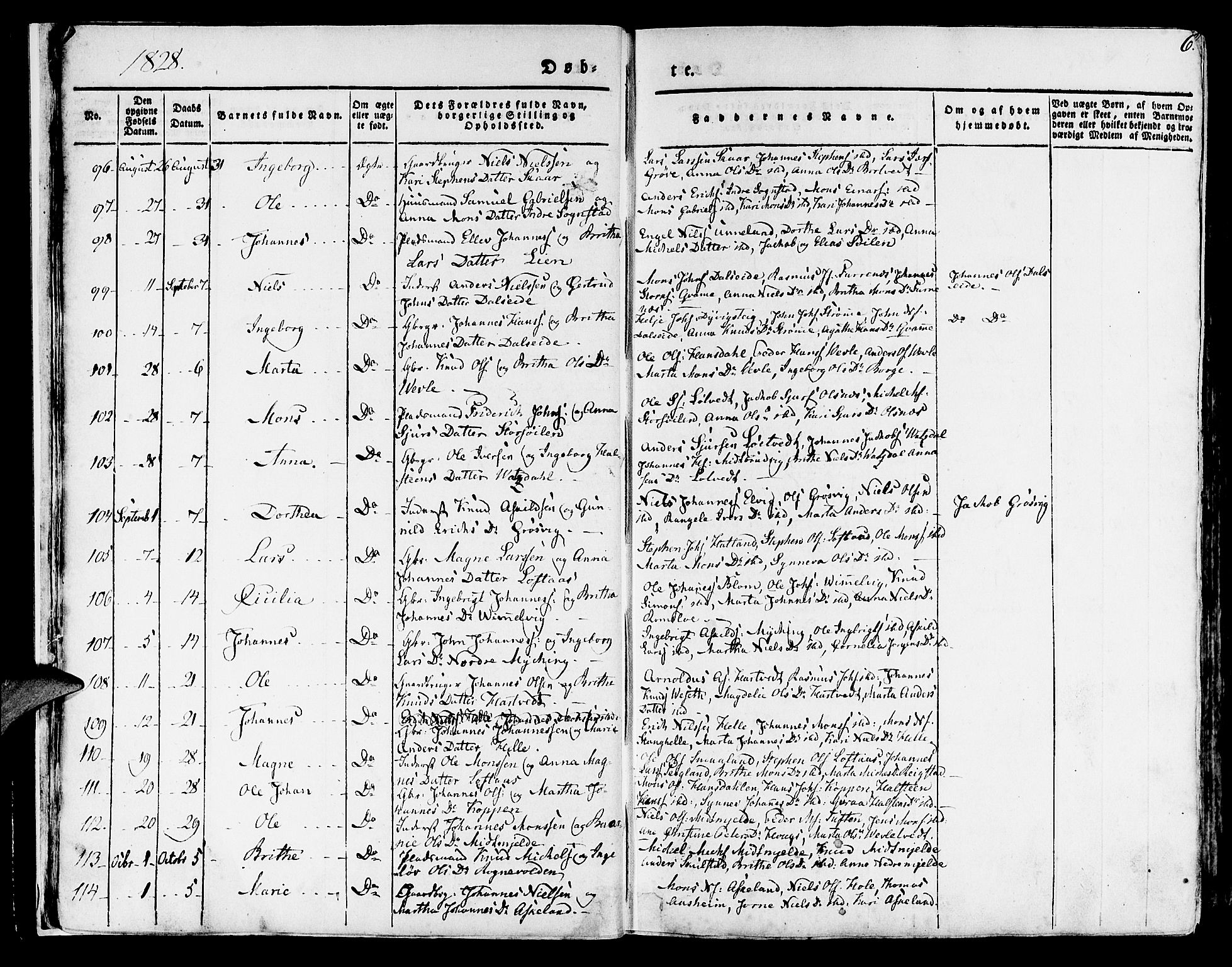 Haus sokneprestembete, SAB/A-75601/H/Haa: Parish register (official) no. A 14, 1827-1838, p. 6