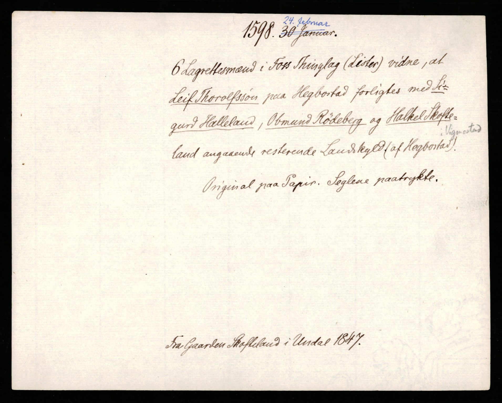 Riksarkivets diplomsamling, AV/RA-EA-5965/F35/F35b/L0004: Riksarkivets diplomer, seddelregister, 1593-1600, p. 419