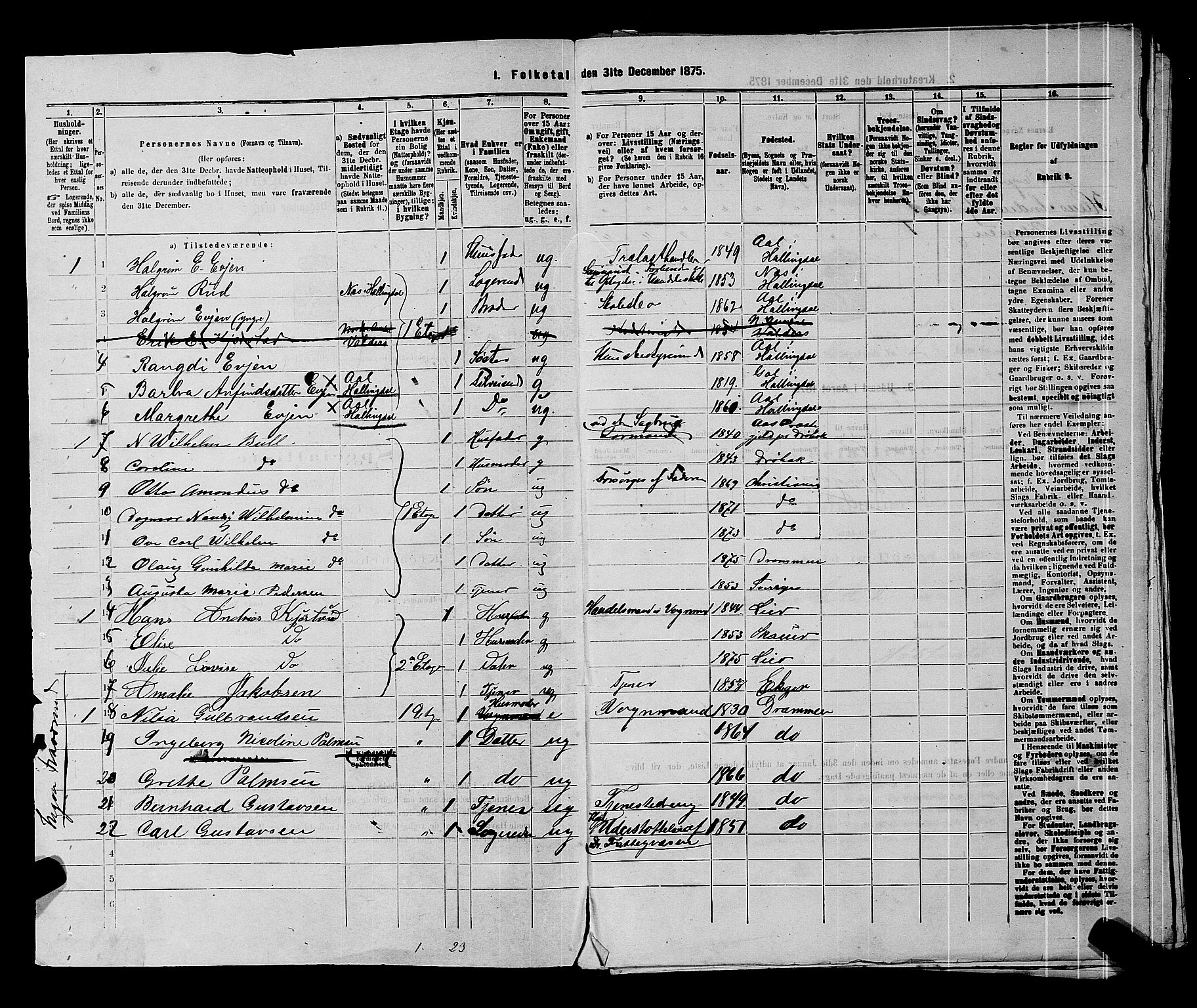 SAKO, 1875 census for 0602 Drammen, 1875, p. 179