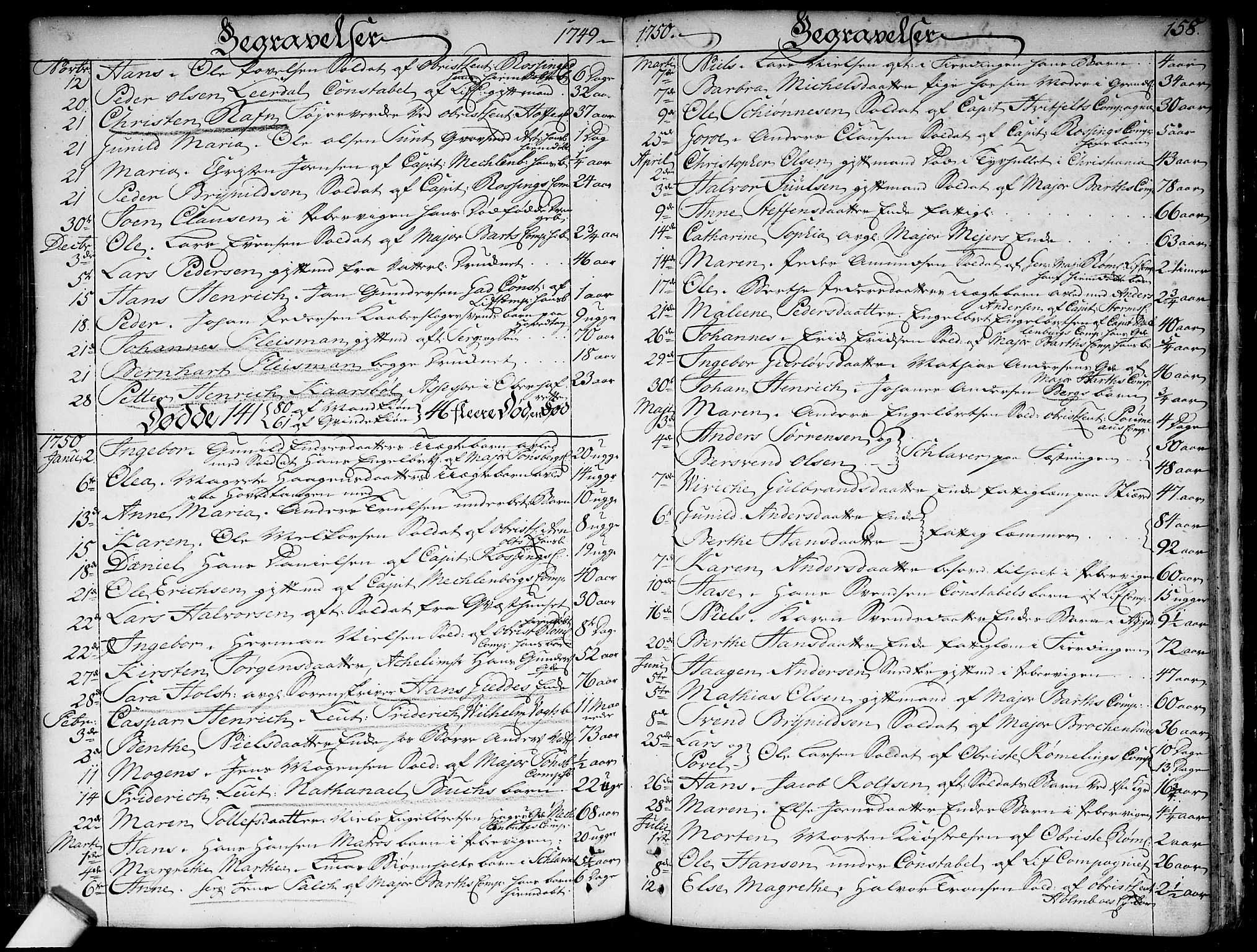 Garnisonsmenigheten Kirkebøker, SAO/A-10846/F/Fa/L0001: Parish register (official) no. 1, 1734-1756, p. 158