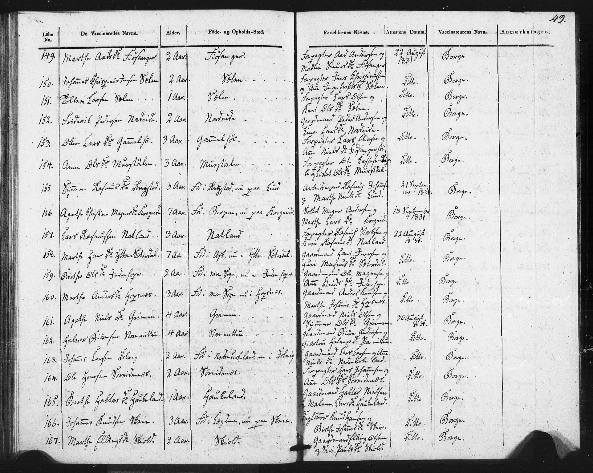 Fana Sokneprestembete, SAB/A-75101/H/Haa/Haaa/L0013: Parish register (official) no. A 13, 1819-1833, p. 49