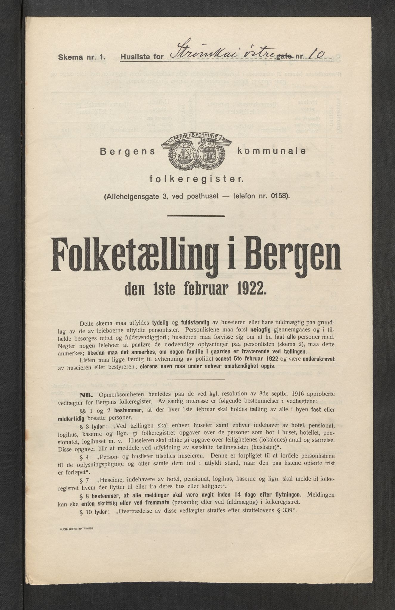 SAB, Municipal Census 1922 for Bergen, 1922, p. 41081