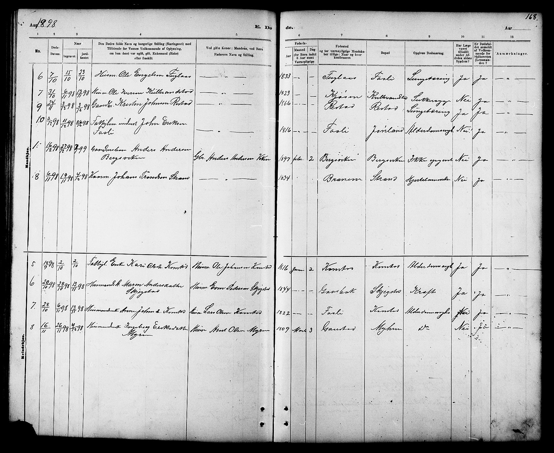 Ministerialprotokoller, klokkerbøker og fødselsregistre - Sør-Trøndelag, AV/SAT-A-1456/694/L1132: Parish register (copy) no. 694C04, 1887-1914, p. 168