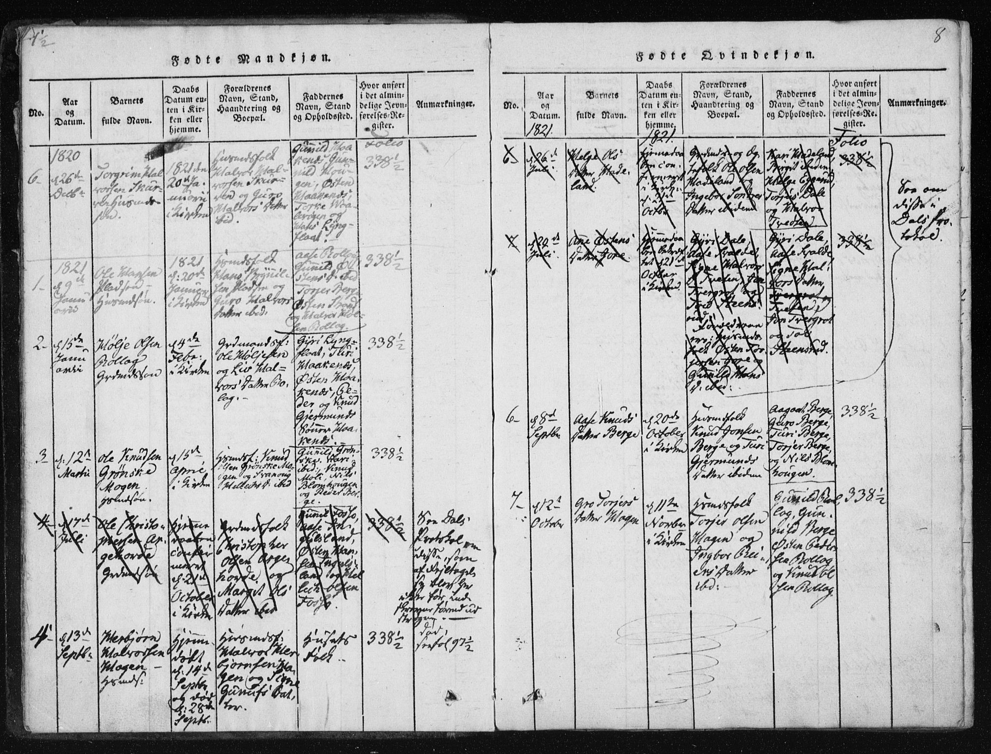 Tinn kirkebøker, SAKO/A-308/F/Fb/L0001: Parish register (official) no. II 1, 1815-1843, p. 8