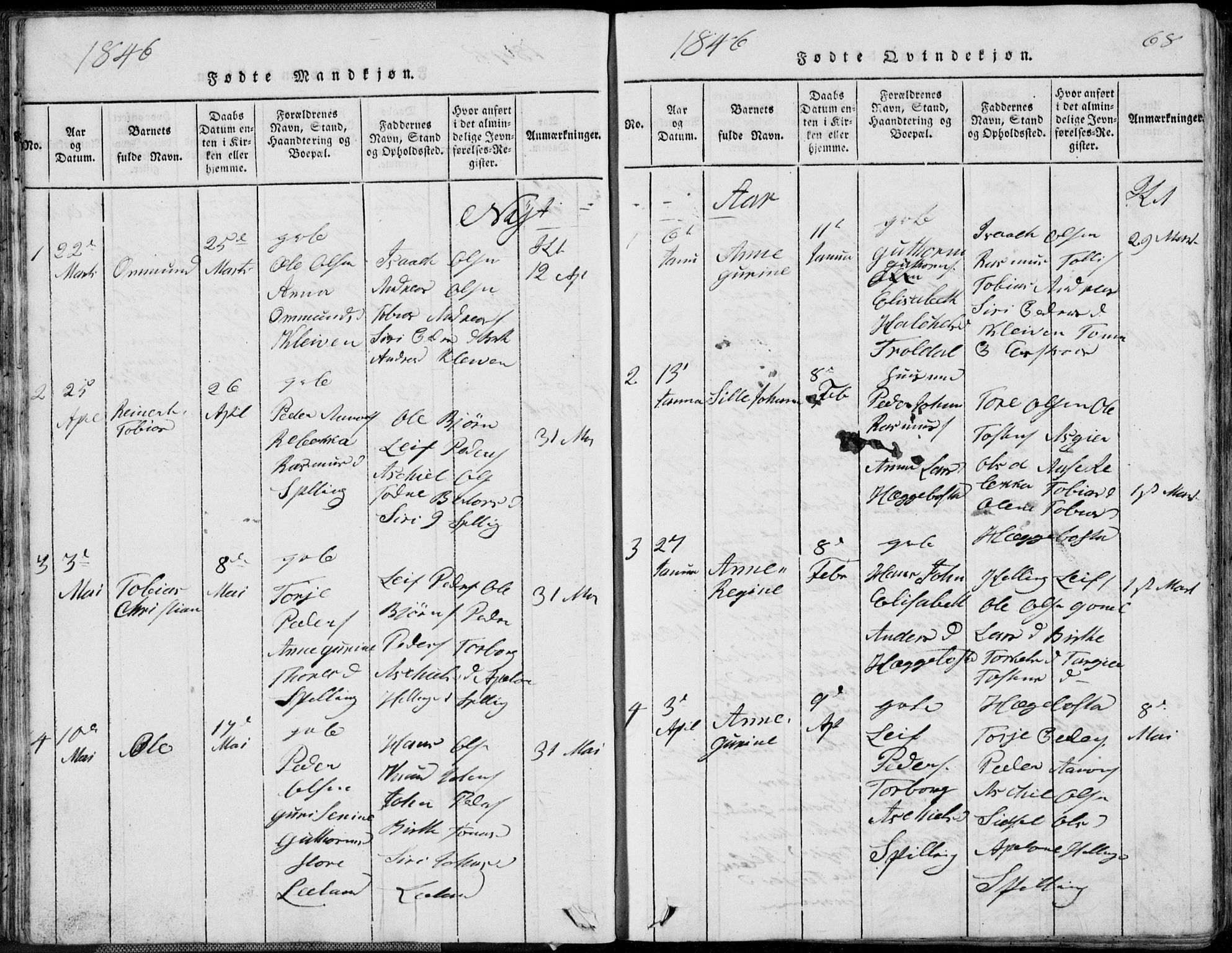 Nord-Audnedal sokneprestkontor, AV/SAK-1111-0032/F/Fb/Fbb/L0001: Parish register (copy) no. B 1, 1816-1858, p. 68