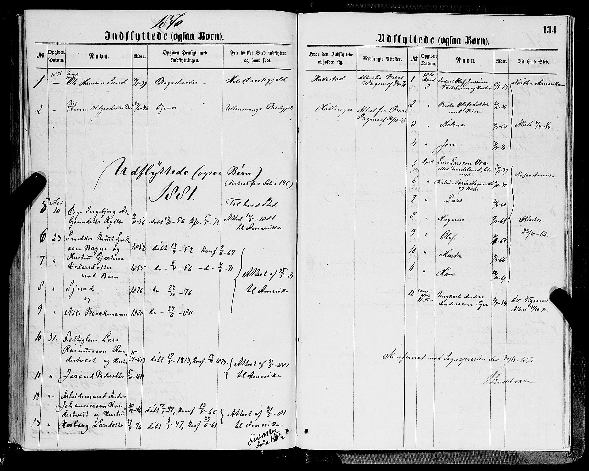Ulvik sokneprestembete, SAB/A-78801/H/Hab: Parish register (copy) no. A 2, 1869-1882, p. 134