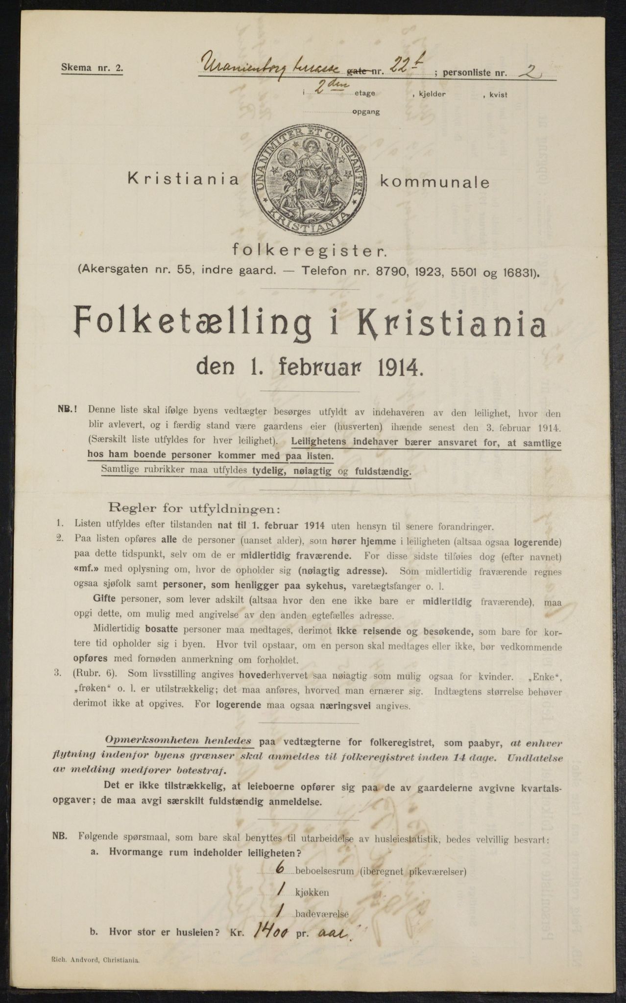 OBA, Municipal Census 1914 for Kristiania, 1914, p. 121362