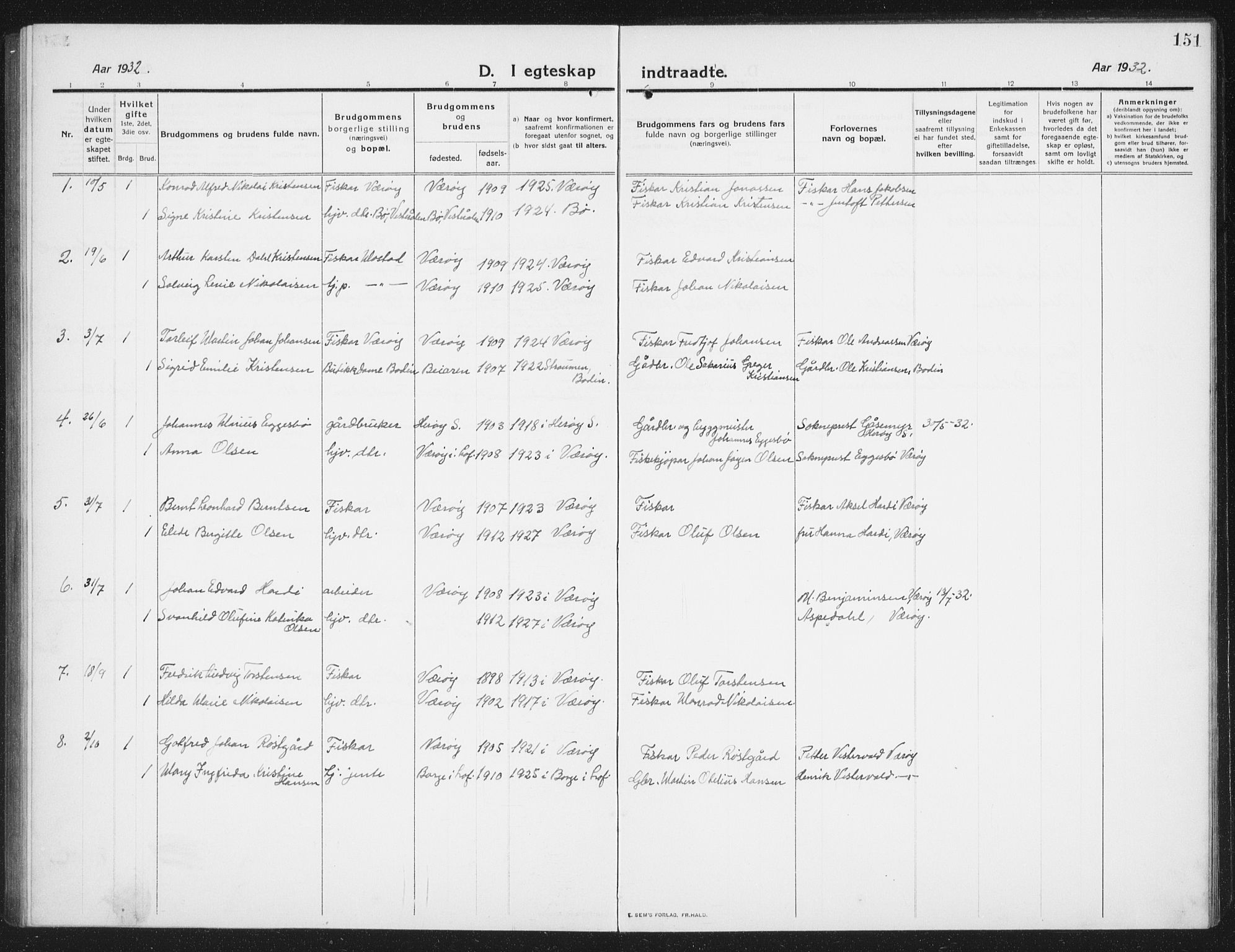 Ministerialprotokoller, klokkerbøker og fødselsregistre - Nordland, AV/SAT-A-1459/807/L0124: Parish register (copy) no. 807C02, 1910-1935, p. 151