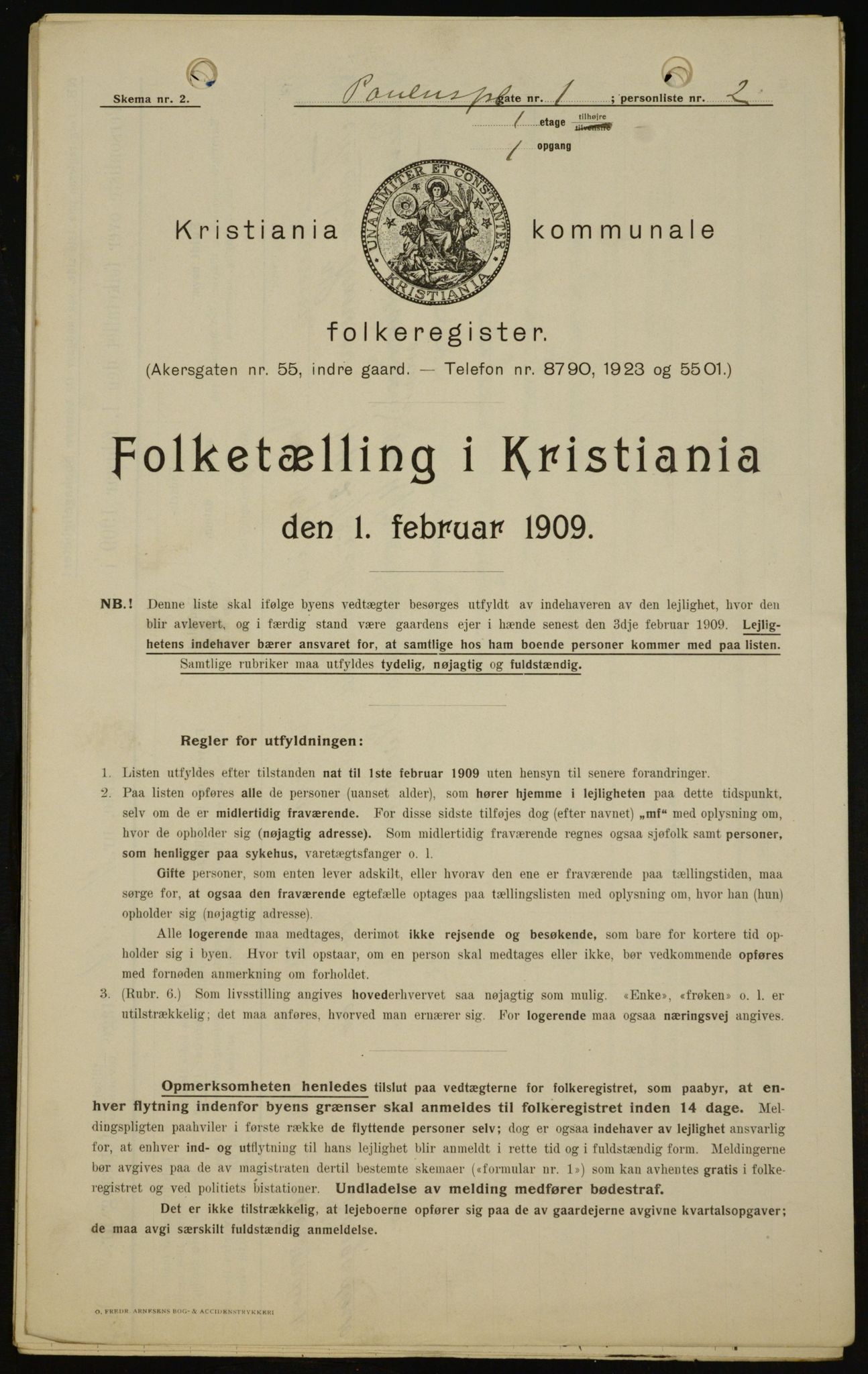 OBA, Municipal Census 1909 for Kristiania, 1909, p. 71116