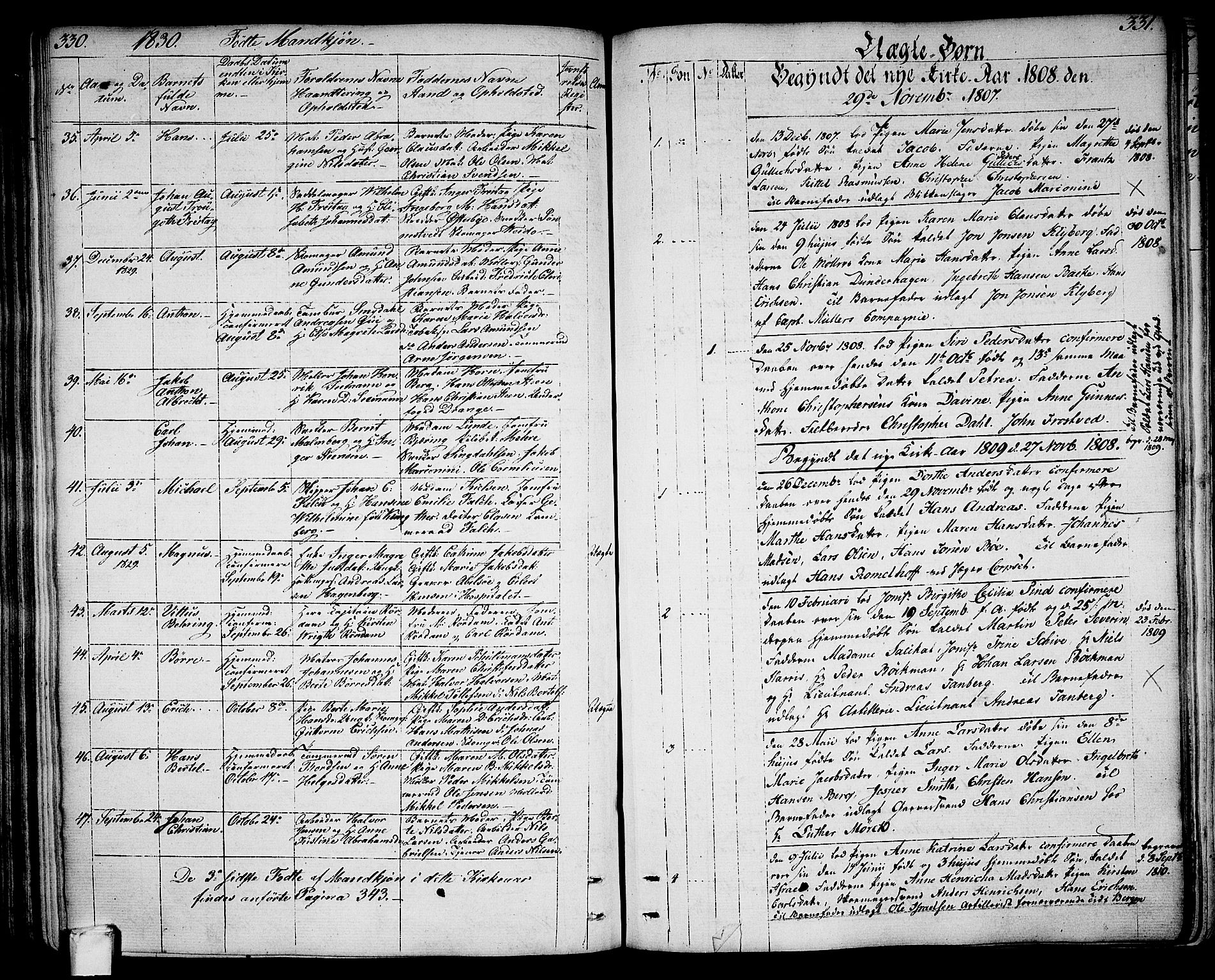 Larvik kirkebøker, SAKO/A-352/G/Ga/L0002: Parish register (copy) no. I 2, 1807-1830, p. 330-331