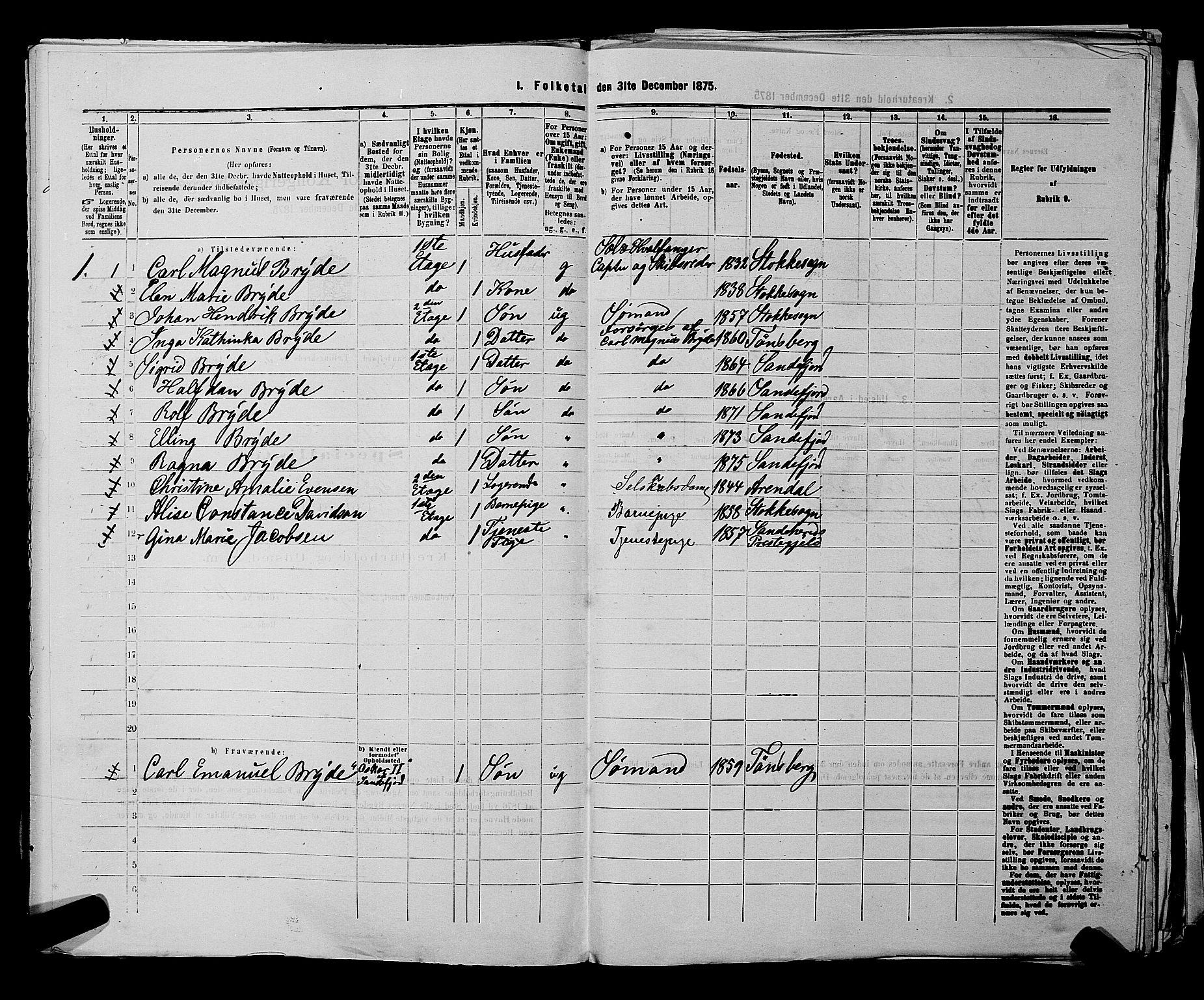 SAKO, 1875 census for 0706B Sandeherred/Sandefjord, 1875, p. 384