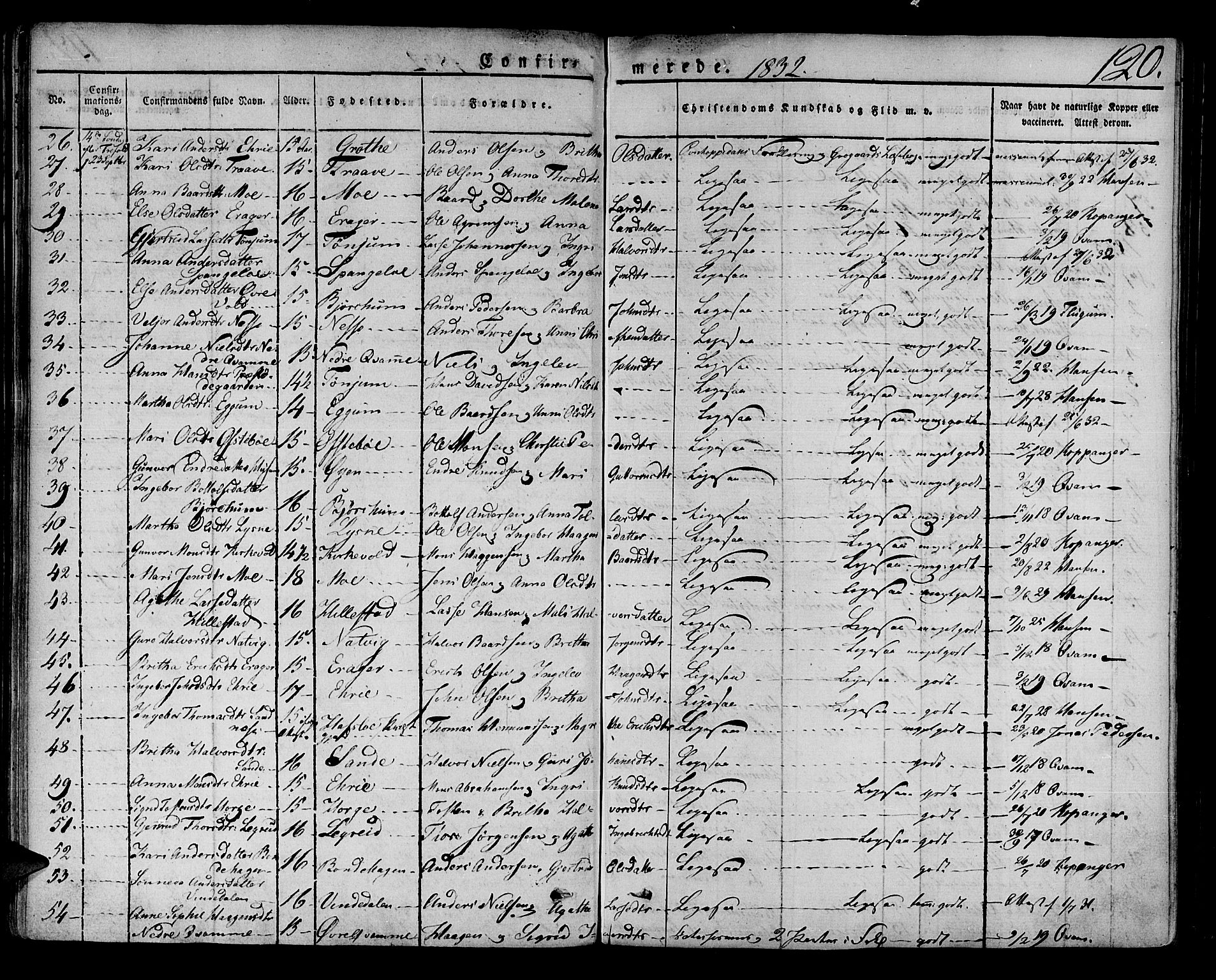 Lærdal sokneprestembete, AV/SAB-A-81201: Parish register (official) no. A 5, 1822-1834, p. 120