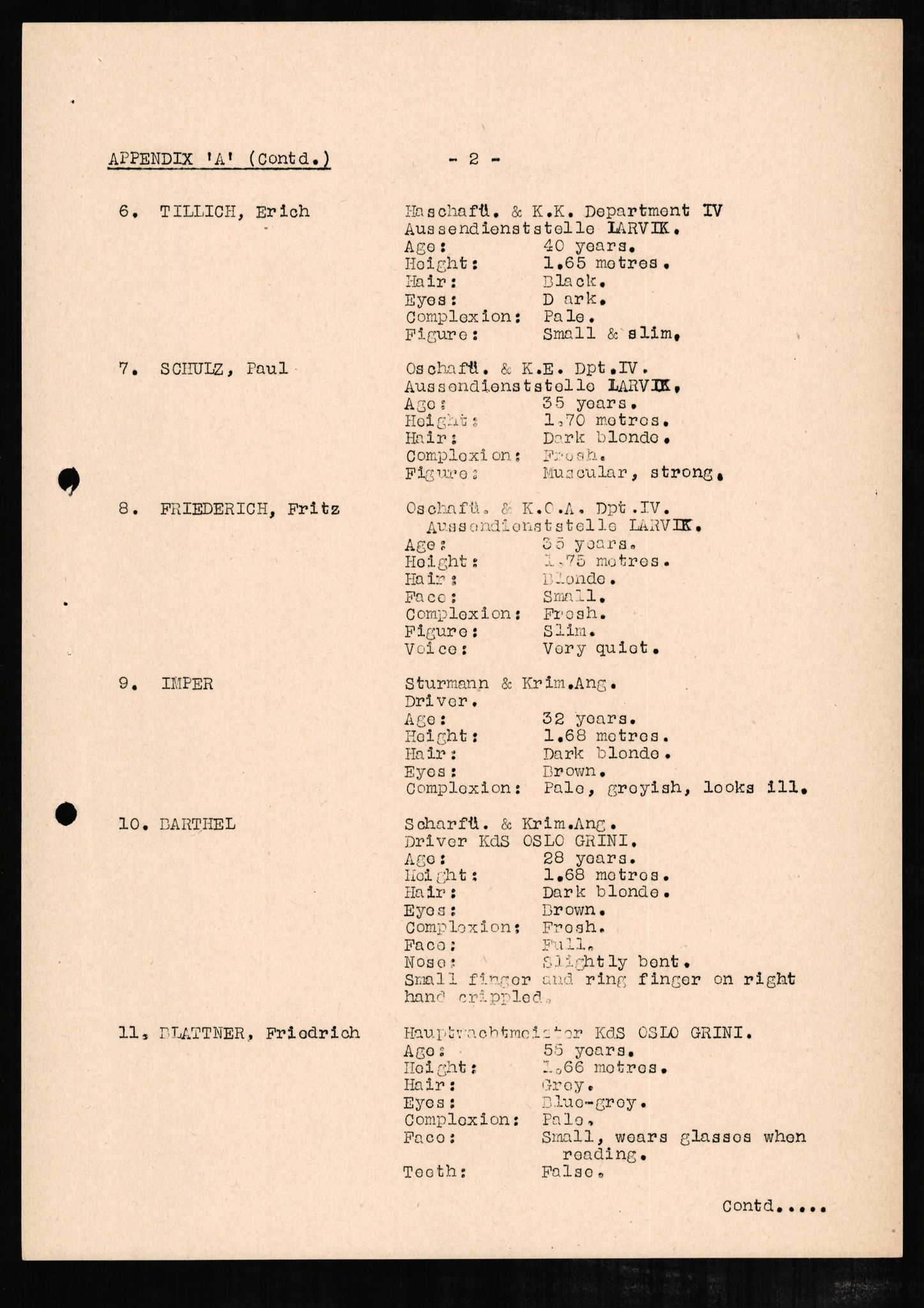 Forsvaret, Forsvarets overkommando II, AV/RA-RAFA-3915/D/Db/L0003: CI Questionaires. Tyske okkupasjonsstyrker i Norge. Tyskere., 1945-1946, p. 201
