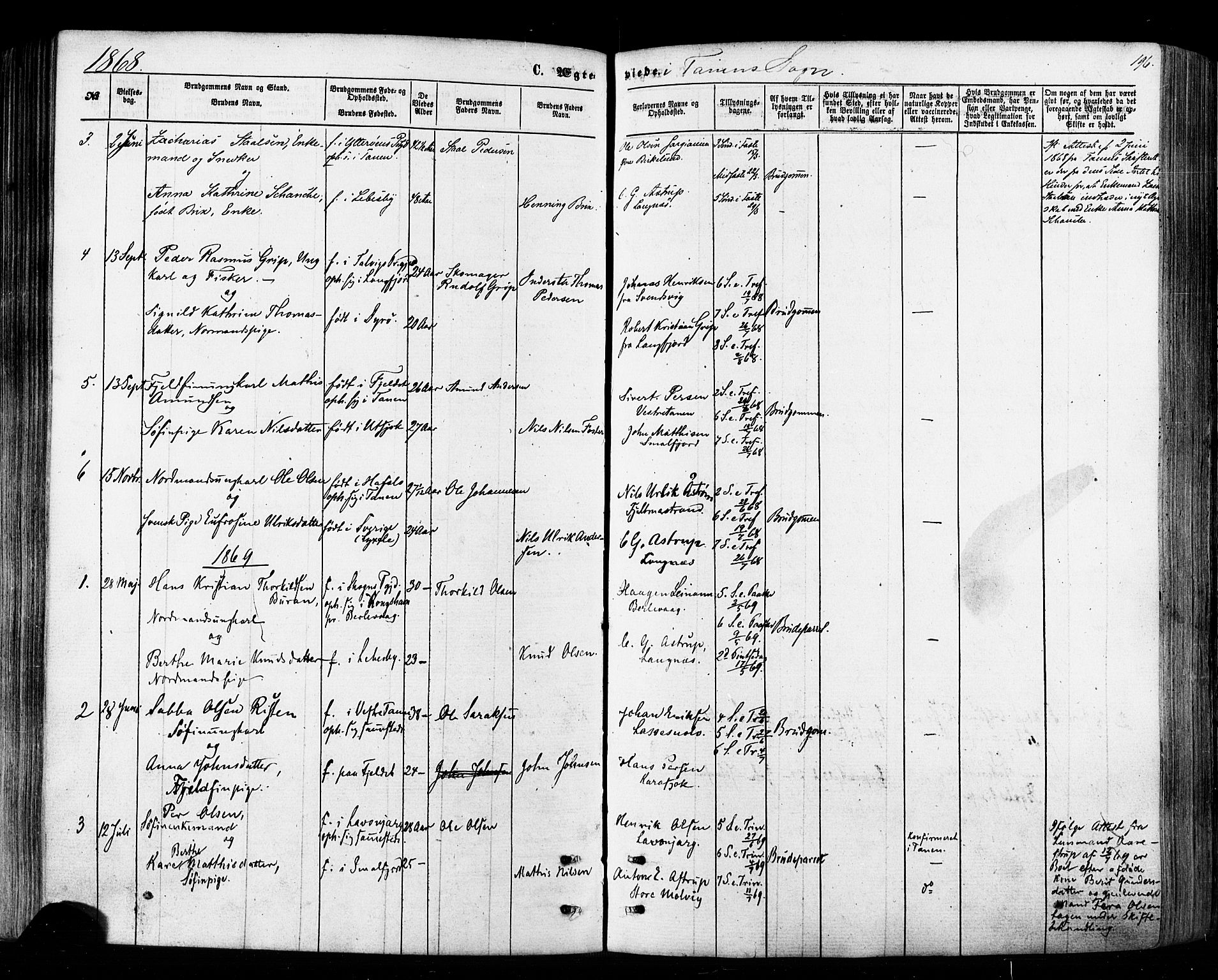 Tana sokneprestkontor, SATØ/S-1334/H/Ha/L0002kirke: Parish register (official) no. 2 /1, 1861-1877, p. 196