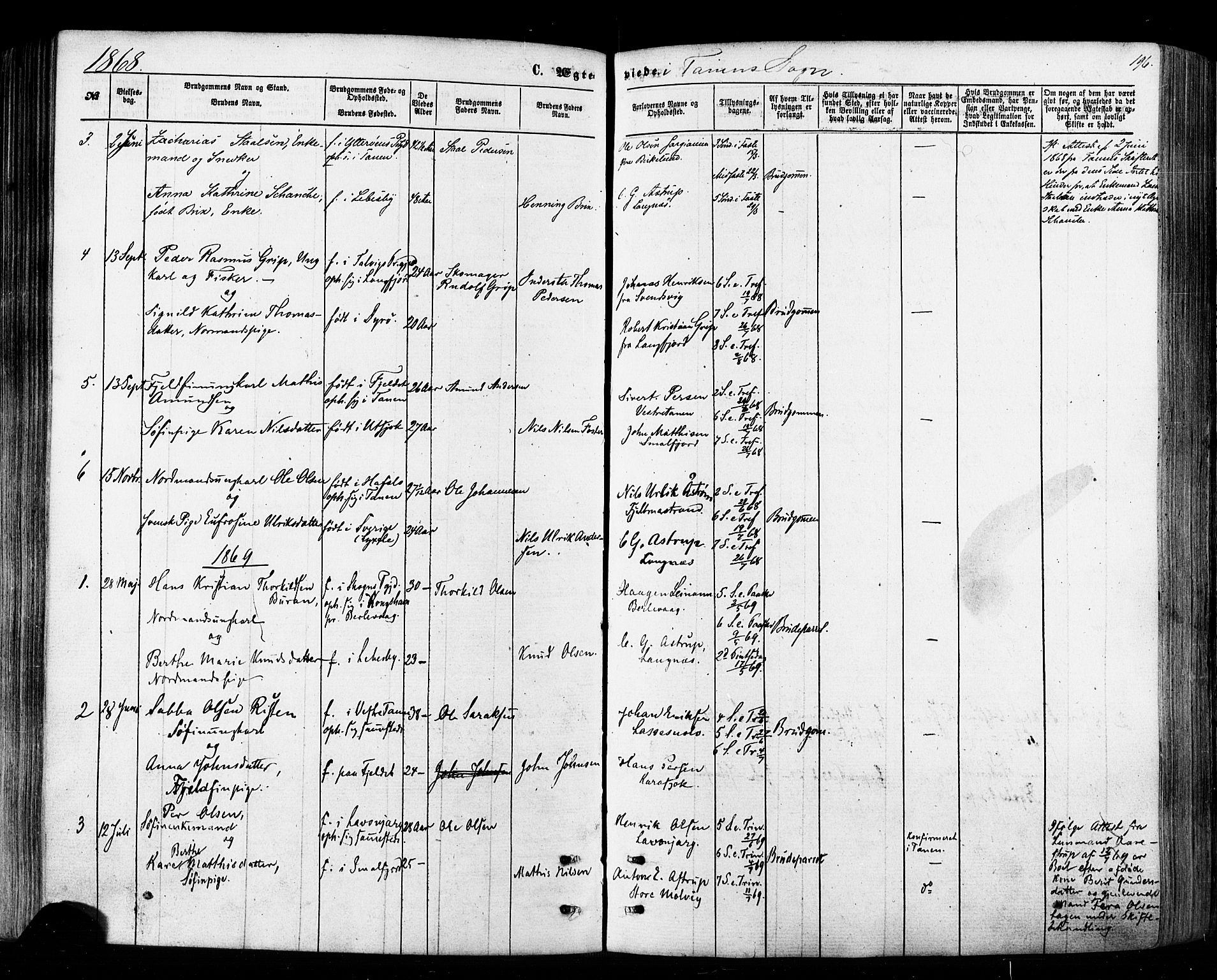 Tana sokneprestkontor, AV/SATØ-S-1334/H/Ha/L0002kirke: Parish register (official) no. 2 /1, 1861-1877, p. 196