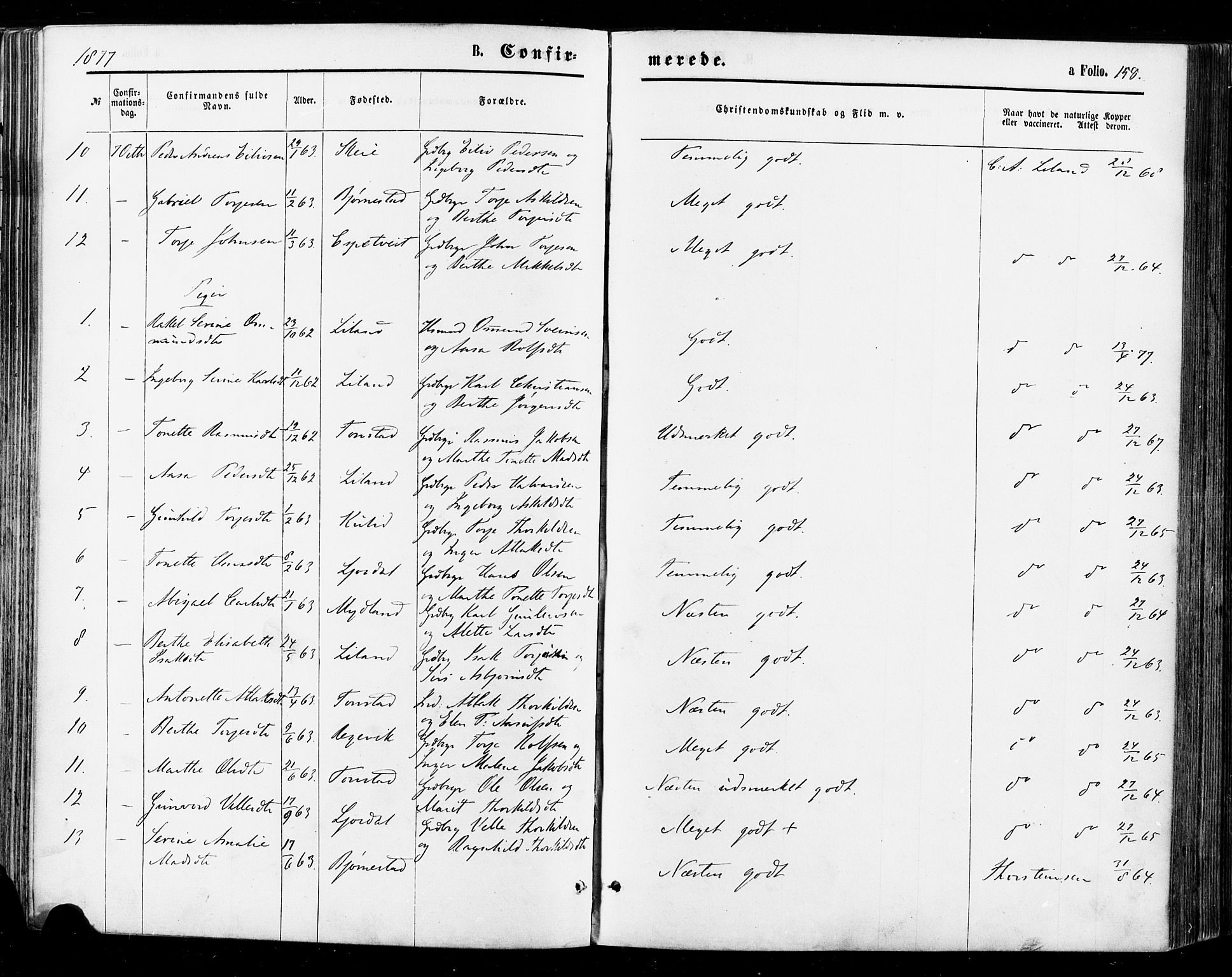 Sirdal sokneprestkontor, AV/SAK-1111-0036/F/Fa/Fab/L0003: Parish register (official) no. A 3, 1874-1886, p. 158