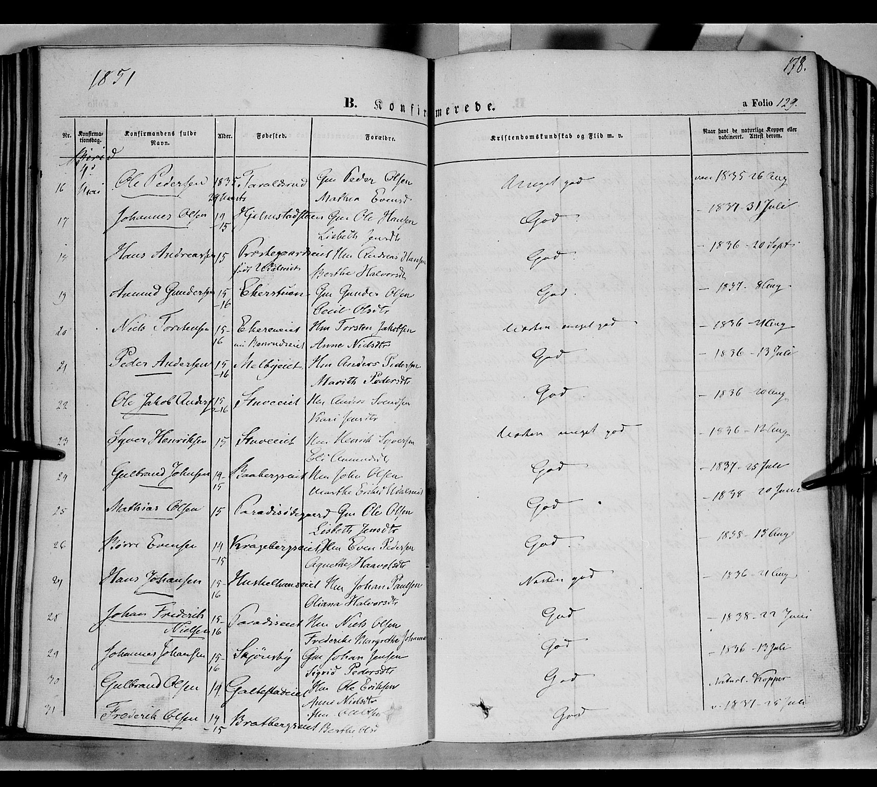 Biri prestekontor, SAH/PREST-096/H/Ha/Haa/L0005: Parish register (official) no. 5, 1843-1854, p. 178