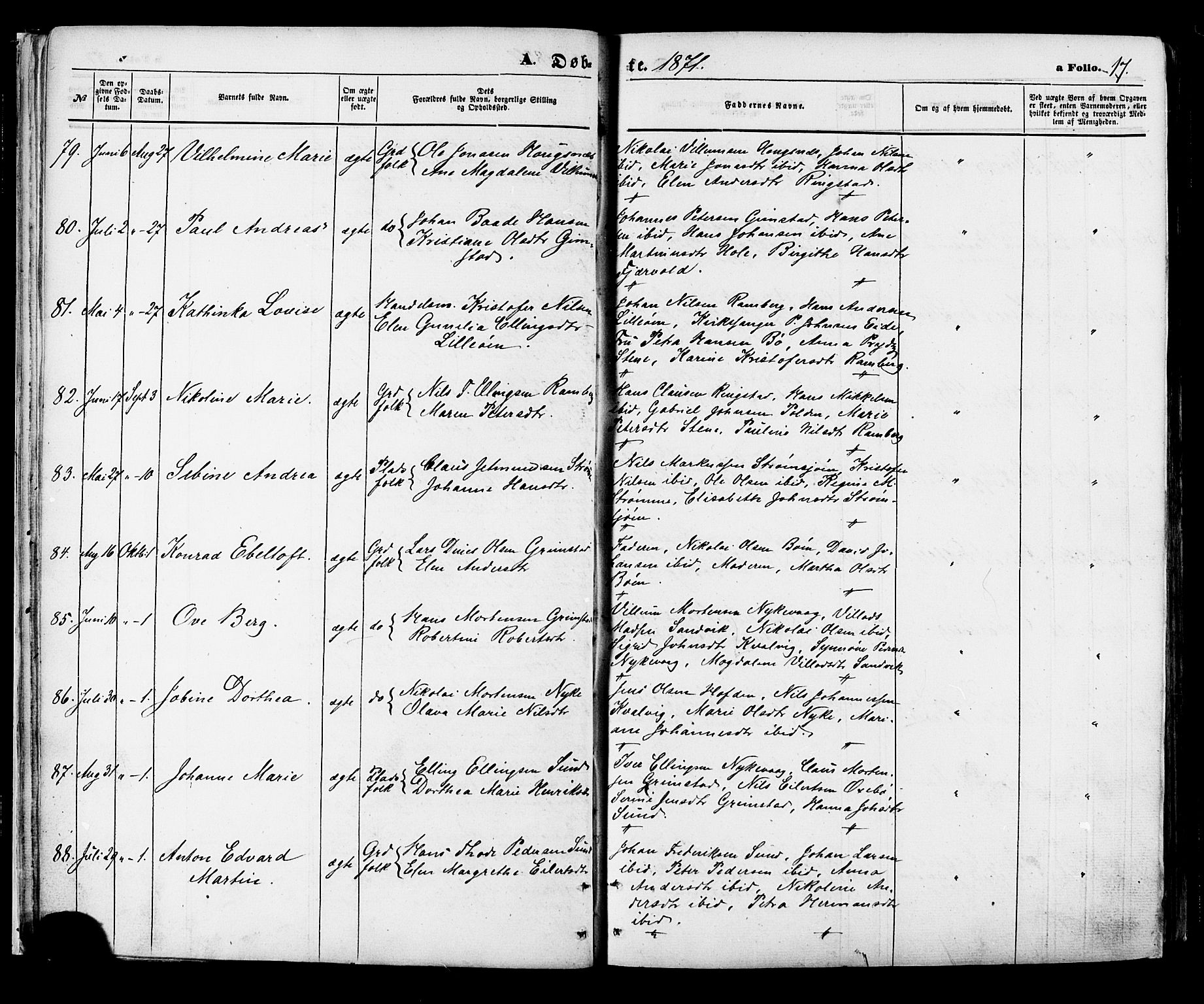 Ministerialprotokoller, klokkerbøker og fødselsregistre - Nordland, SAT/A-1459/891/L1301: Parish register (official) no. 891A06, 1870-1878, p. 17