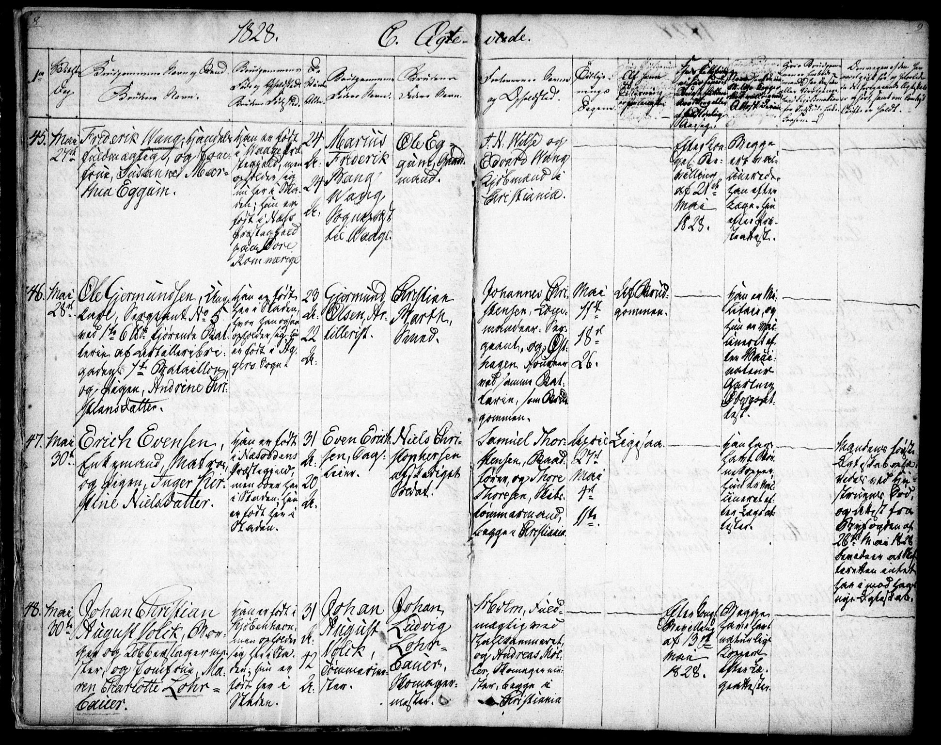 Oslo domkirke Kirkebøker, SAO/A-10752/F/Fa/L0019: Parish register (official) no. 19, 1828-1847, p. 8-9