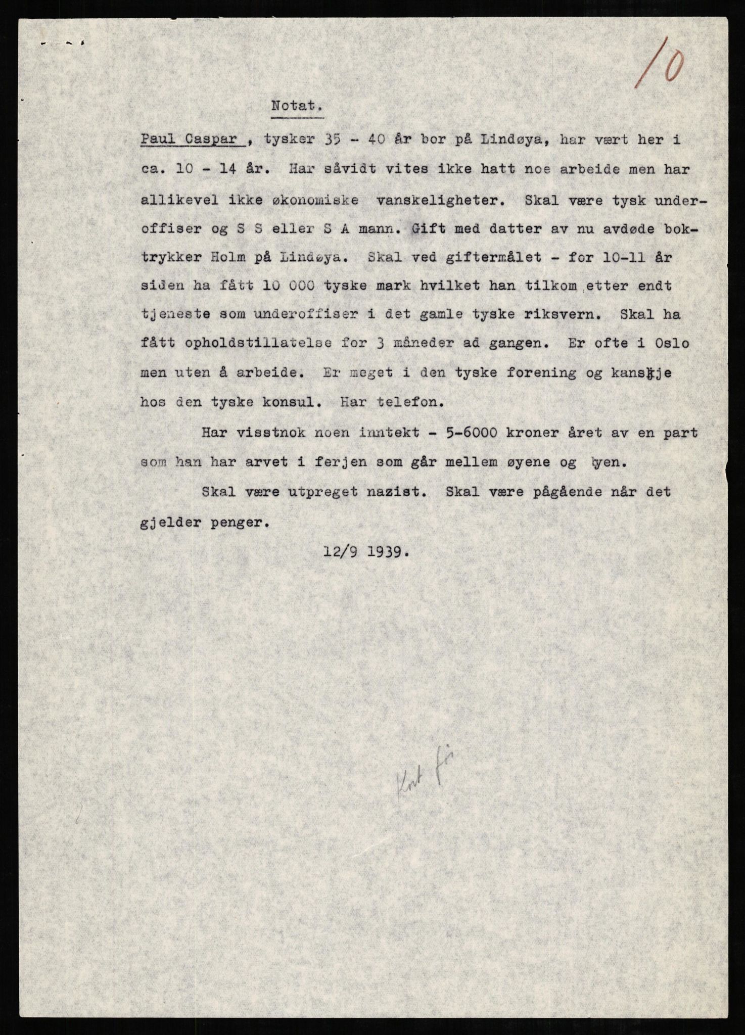 Forsvaret, Forsvarets overkommando II, RA/RAFA-3915/D/Db/L0005: CI Questionaires. Tyske okkupasjonsstyrker i Norge. Tyskere., 1945-1946, p. 216