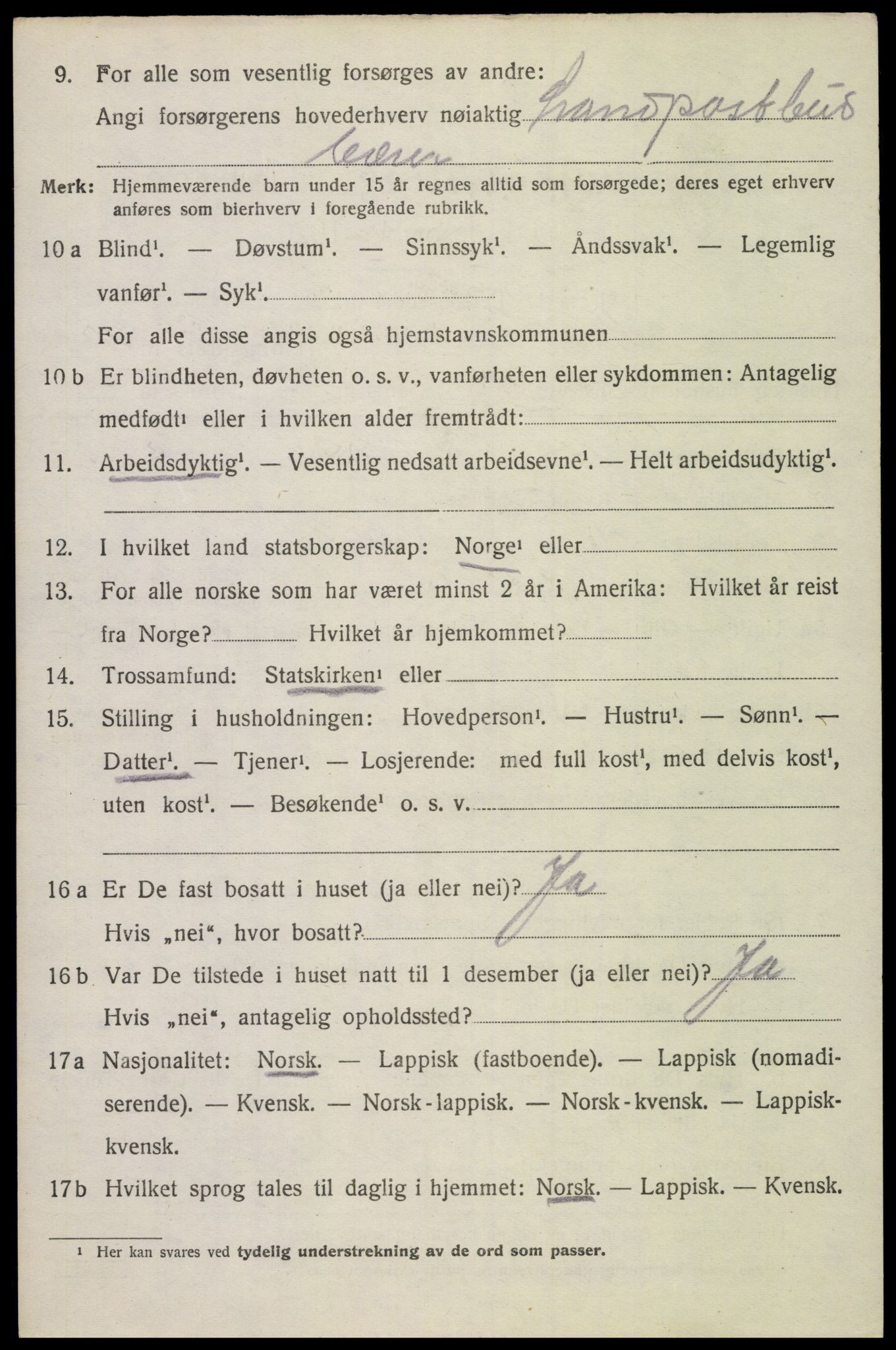 SAT, 1920 census for Hadsel, 1920, p. 22239