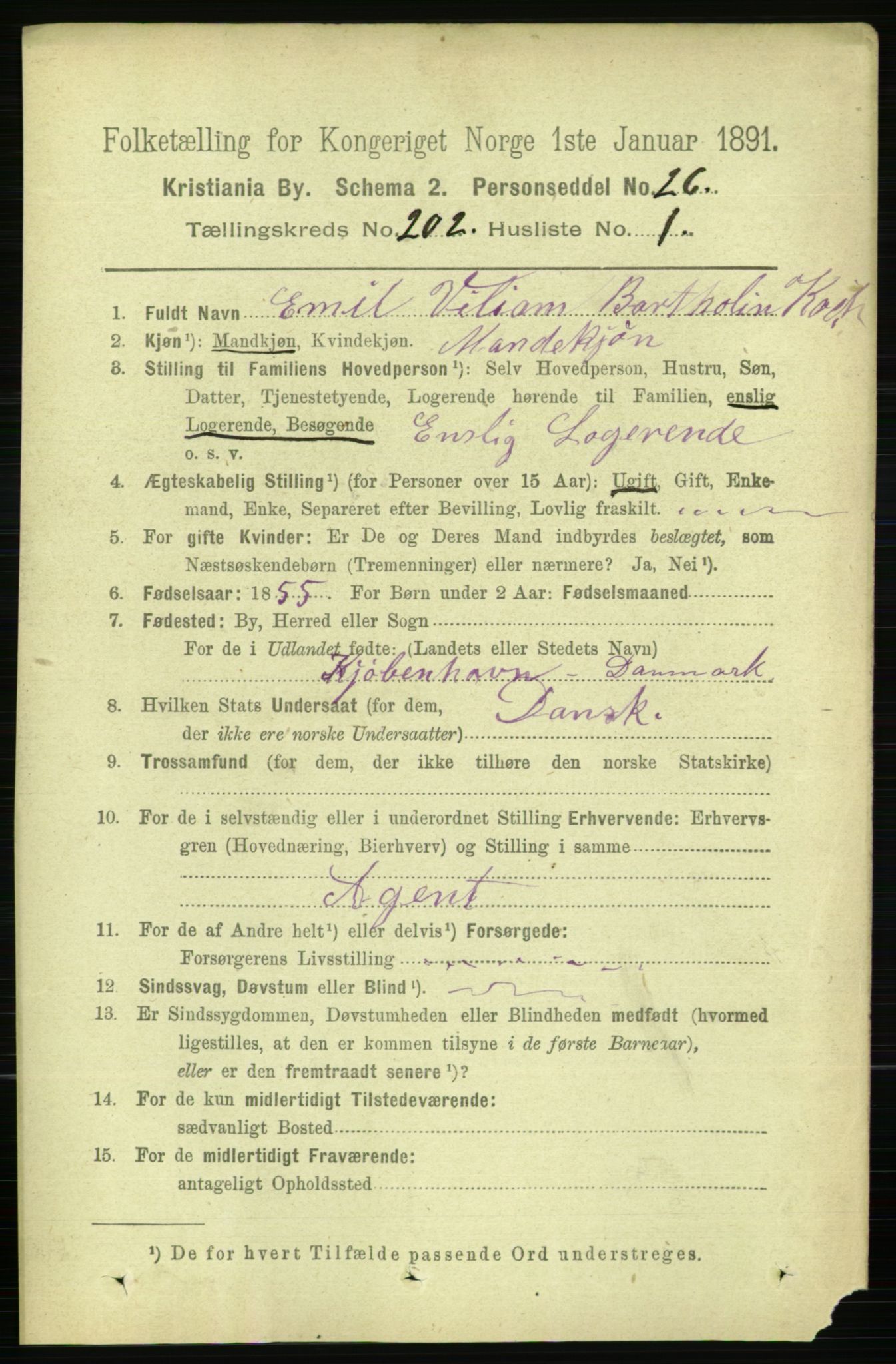 RA, 1891 census for 0301 Kristiania, 1891, p. 121546