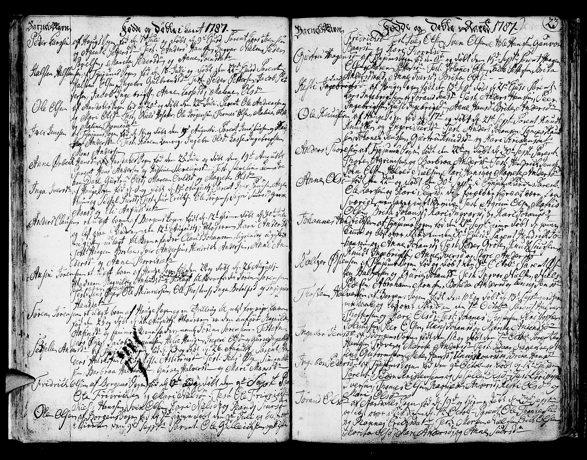 Lærdal sokneprestembete, SAB/A-81201: Parish register (official) no. A 3, 1783-1804, p. 23