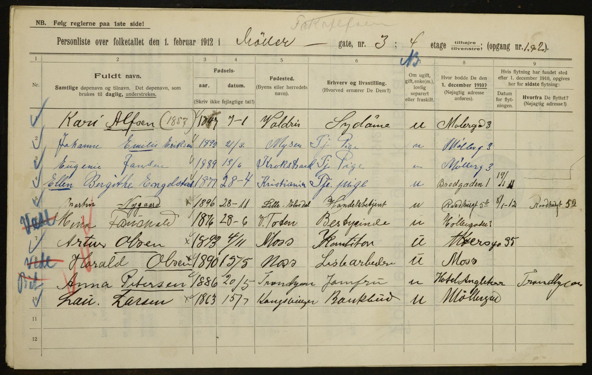 OBA, Municipal Census 1912 for Kristiania, 1912, p. 68955