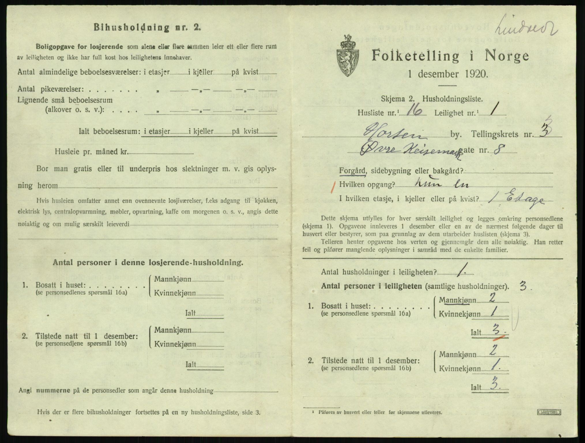 SAKO, 1920 census for Horten, 1920, p. 4185